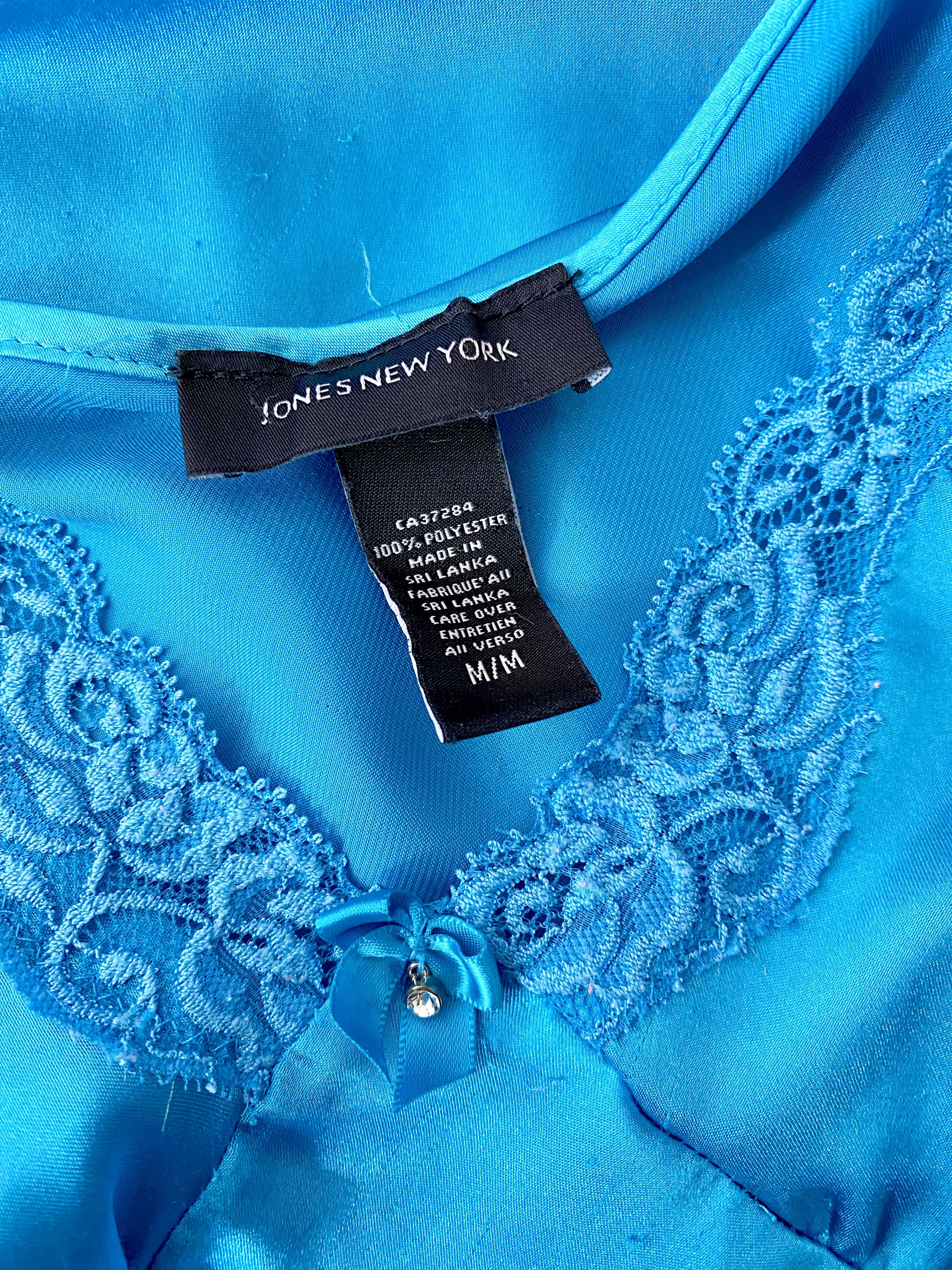Jones New York Jones New York - Blue Nightgown Satin-Like Slip Dress Size M / US 6-8 / IT 42-44 - 10 Thumbnail