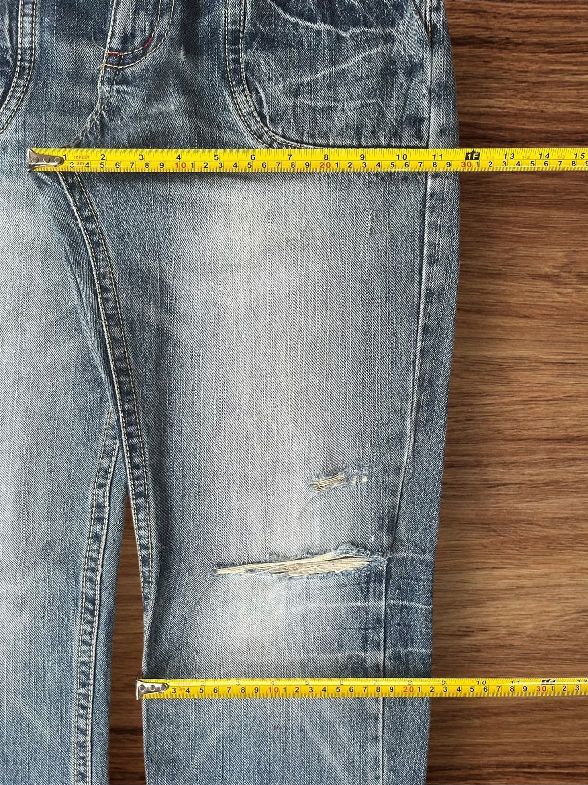 Hysteric Glamour × Japanese Brand Vintage Japanese Brand Blue Washed Distressed Leopard Jeans Size US 30 / EU 46 - 14 Thumbnail