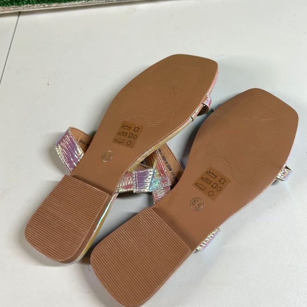 Chinese Laundry Chinese Laundry Slide Sandals Womens 6.5 Pink Iridescent Square Toe Flat Size US 7 / IT 37 - 6 Thumbnail