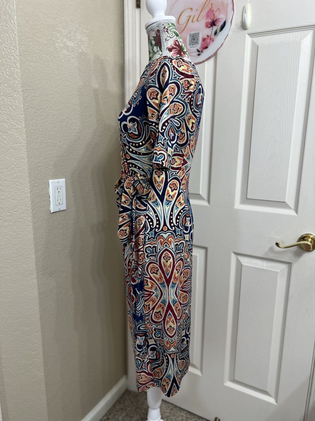 Other Shelby & Palmer navy and orange paisley midi dress Size M / US 6-8 / IT 42-44 - 4 Thumbnail