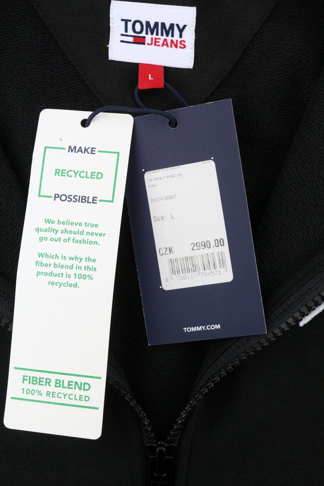 Tommy Hilfiger L Black Full Zip Logo Oversized Hoodie 87416 Size US L / EU 52-54 / 3 - 7 Thumbnail