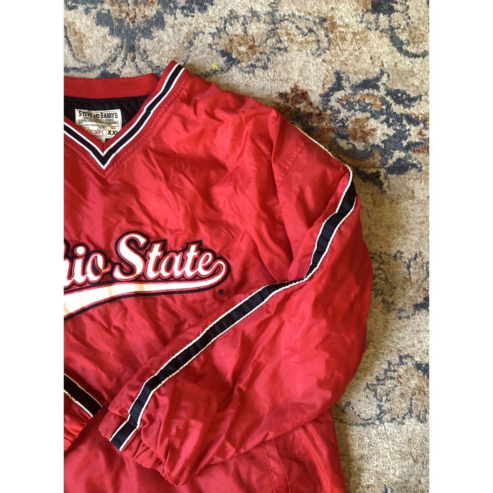 Vintage Steve & Barry’s Jacket Mens 2XL Red OSU Pullover Windbreaker Lined Nylon Embroidered Logo University Football 90s Theme Size US XXL / EU 58 / 5 - 4 Thumbnail