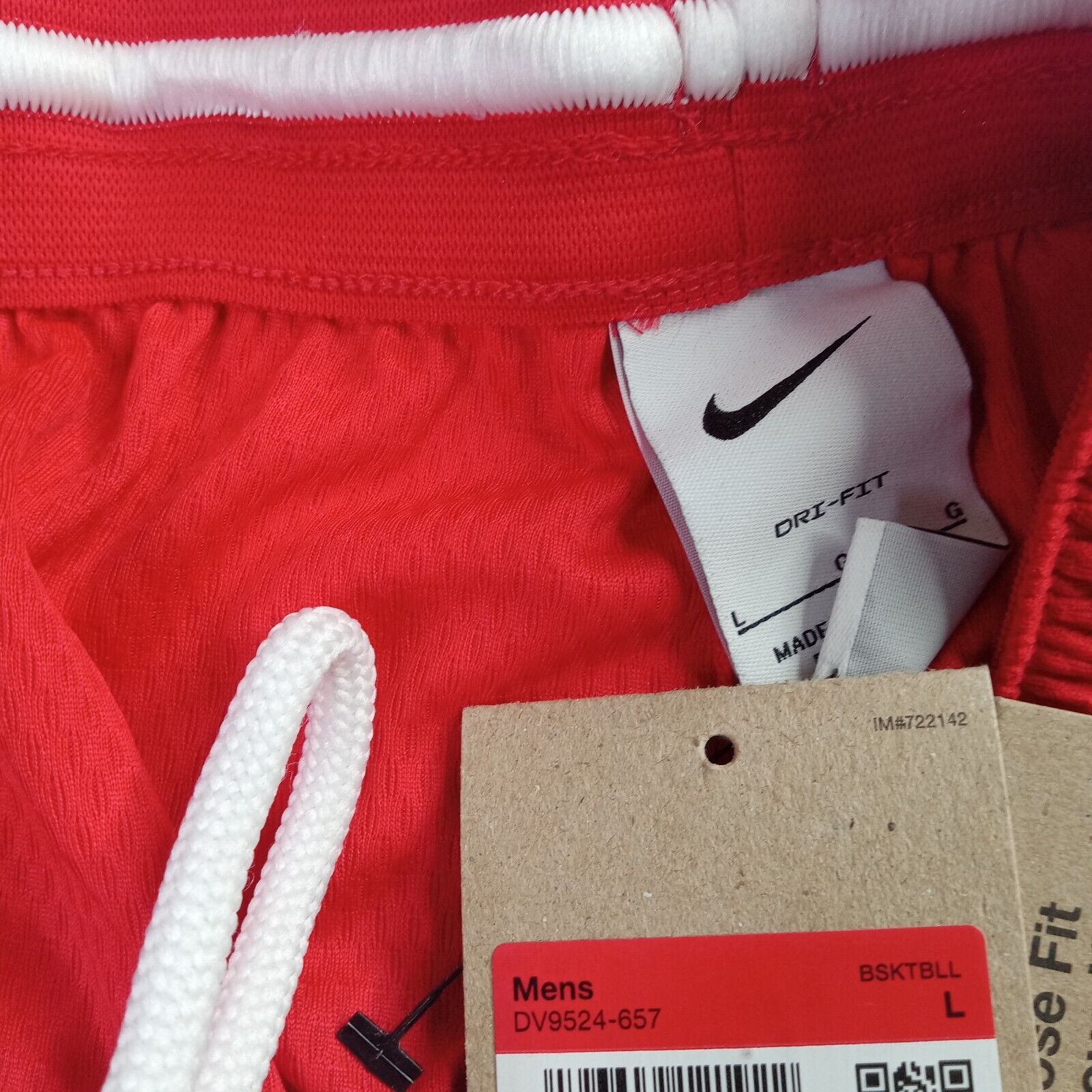Nike Men's Nike Loose Fit Basketball Shorts Size L Red White Size US 32 / EU 48 - 4 Thumbnail