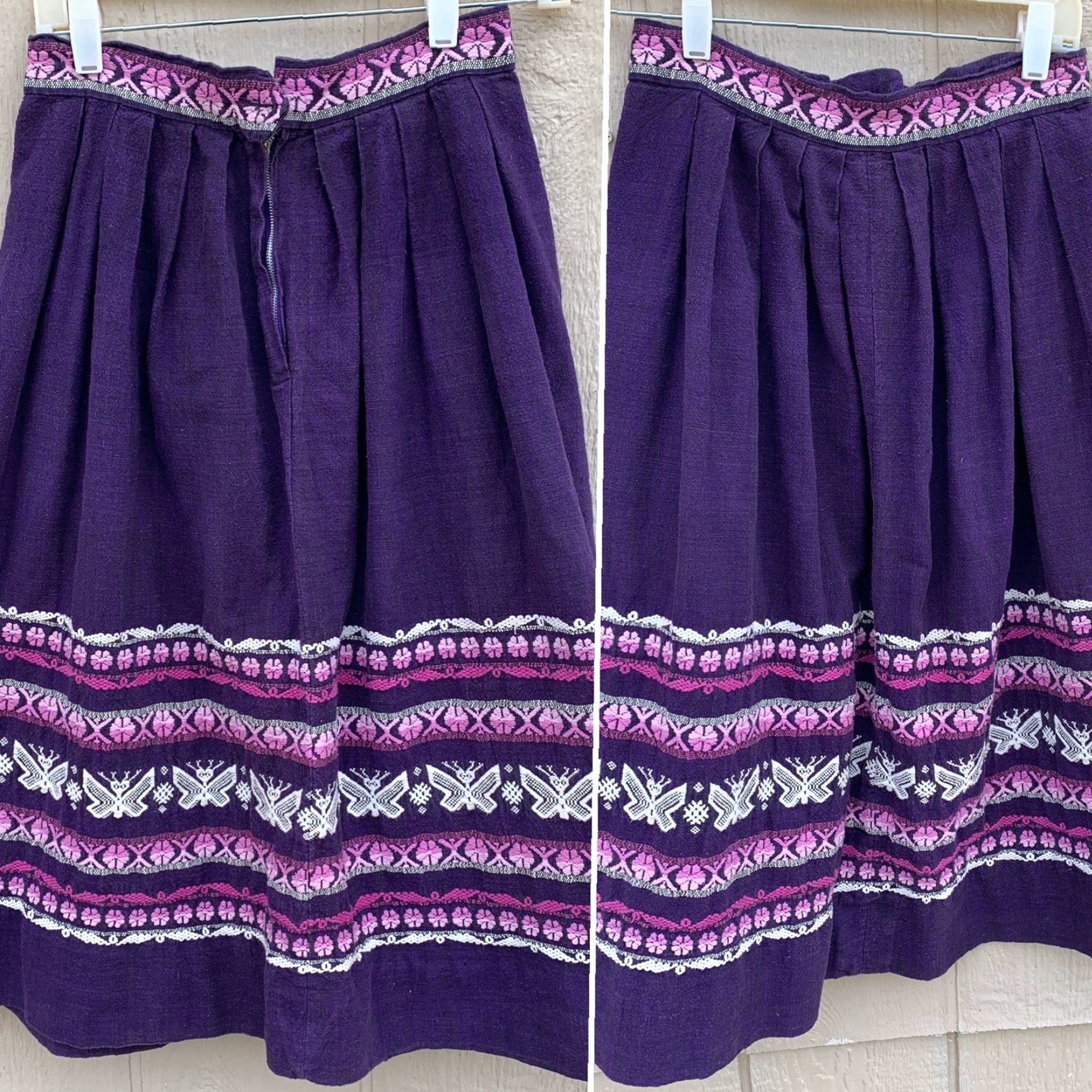 Vintage VINTAGE Embroidered Skirt Handwoven Cotton MAYATEX Fabrics Made In Guatemala 26" Waist Purple Size 26" / US 2 / IT 38 - 5 Thumbnail