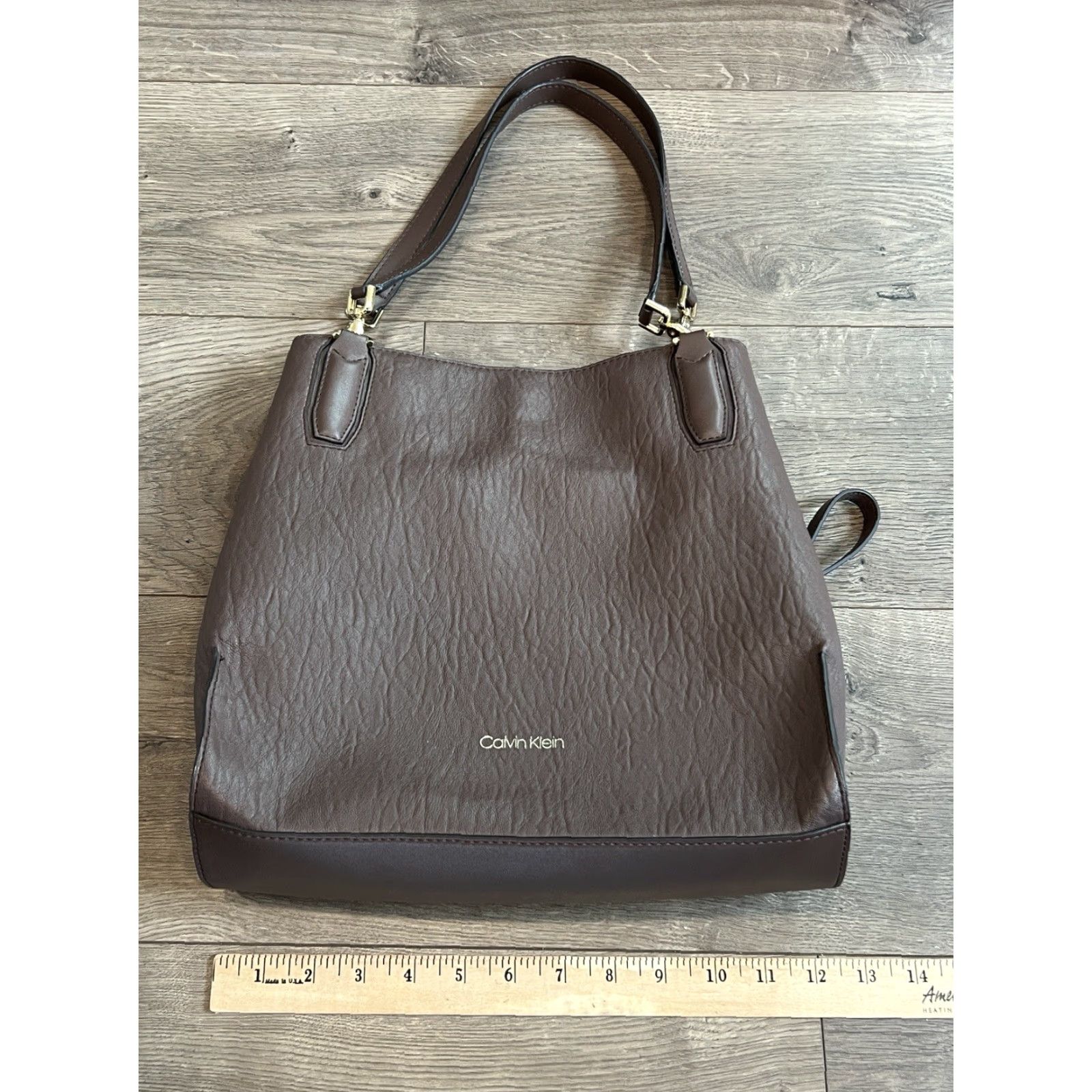 Calvin Klein CALVIN KLEIN VINTAGE Shoulder Tote Bag Faux Leather Brown One Size Business Casual Womens Size ONE SIZE - 5 Thumbnail