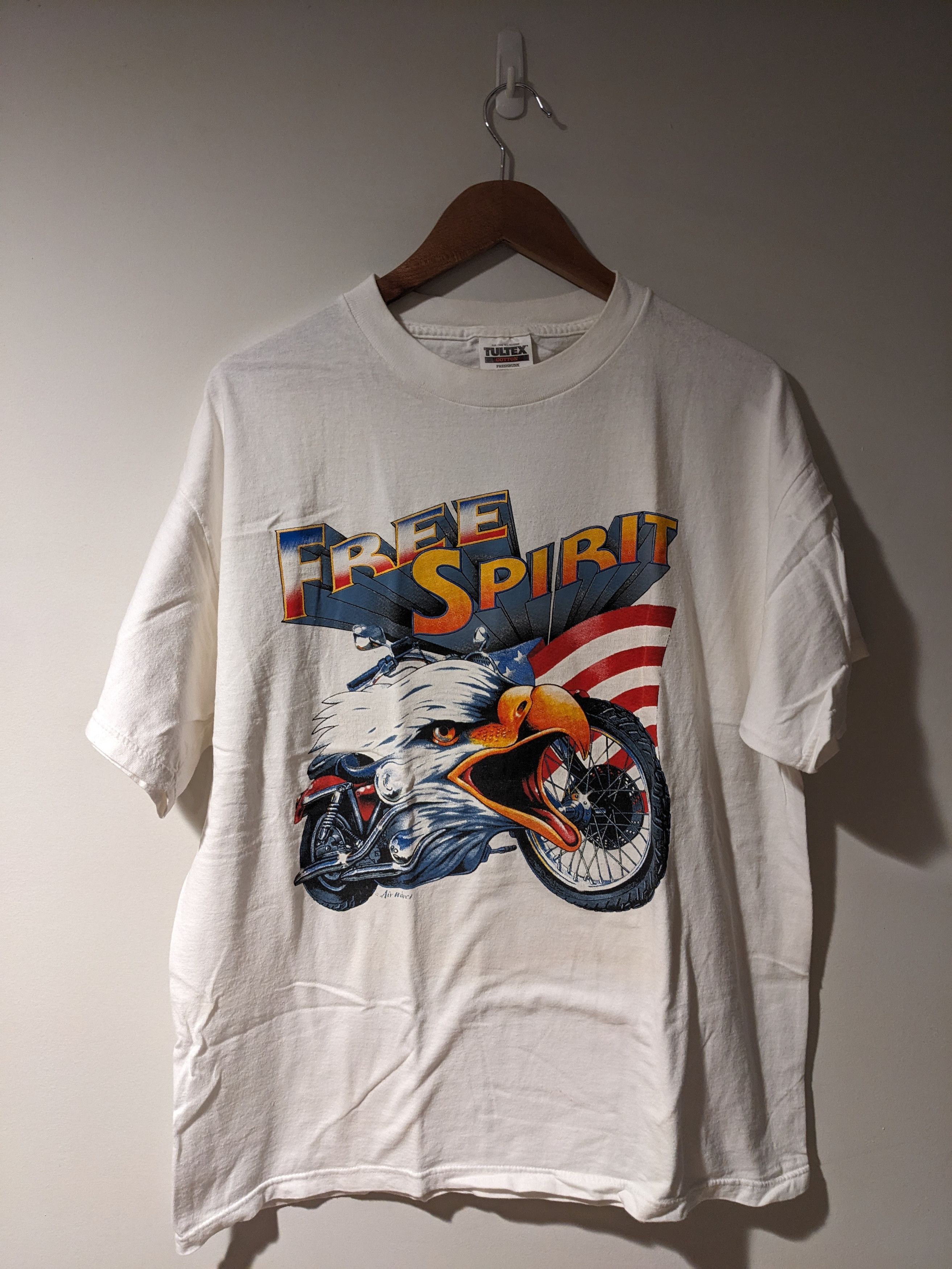 Harley Davidson × Vintage Vintage 90s Free Spirit Harley Davidson Eagle T-Shirt Size US XL / EU 56 / 4 - 1 Thumbnail