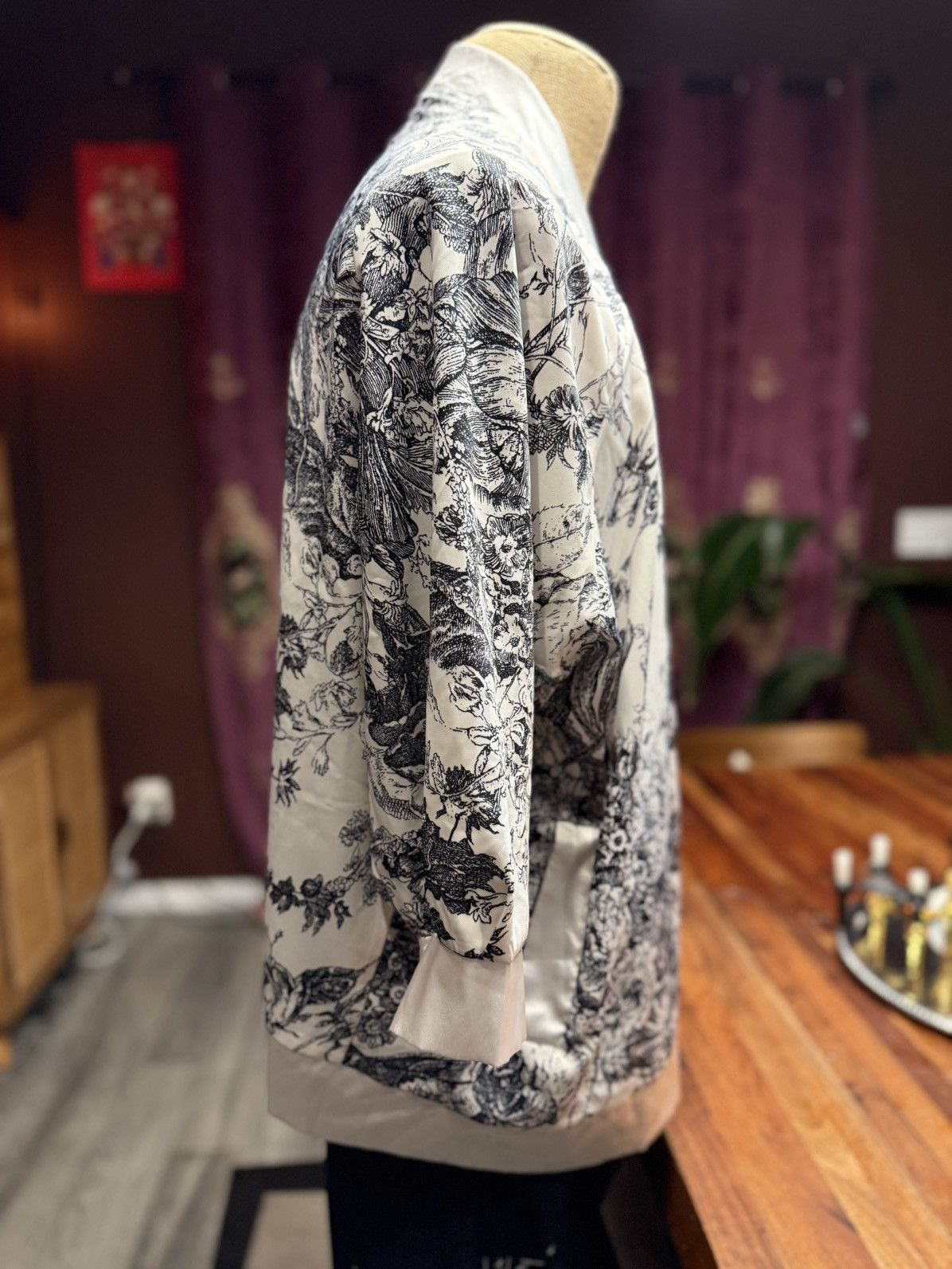Other Vintage-Inspired Black & White Botanical Kimono Jacket Size M / US 6-8 / IT 42-44 - 5 Thumbnail