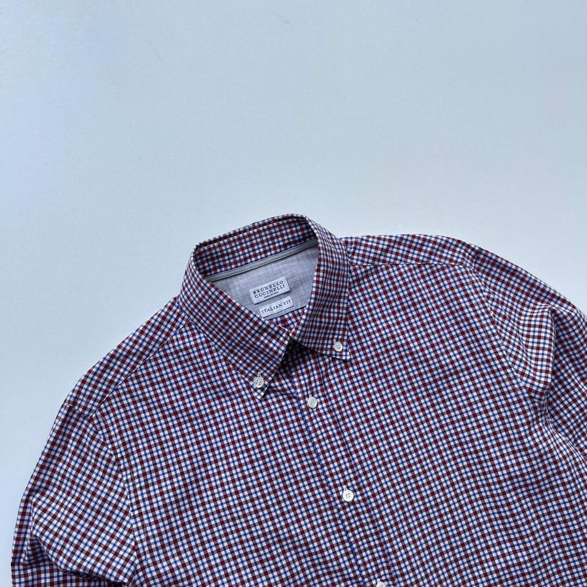 Brunello Cucinelli Brunello Cucinelli Italian Fit Checked Button Ups Shirt Red Size US S / EU 44-46 / 1 - 2 Thumbnail