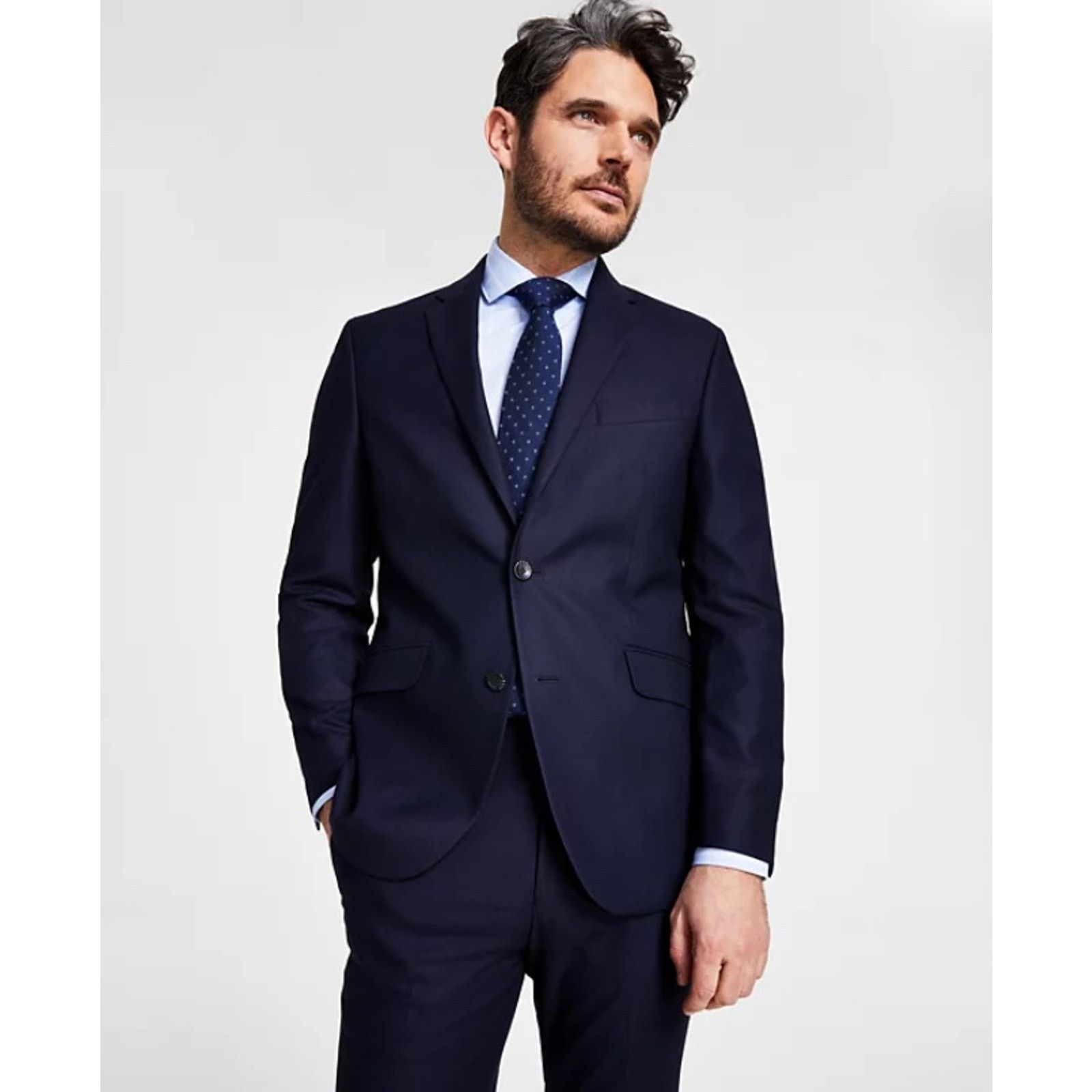 Kenneth Cole Kenneth Cole Men's Navy Houndstooth Slim Blazer Size 46R Size 46R - 1 Thumbnail