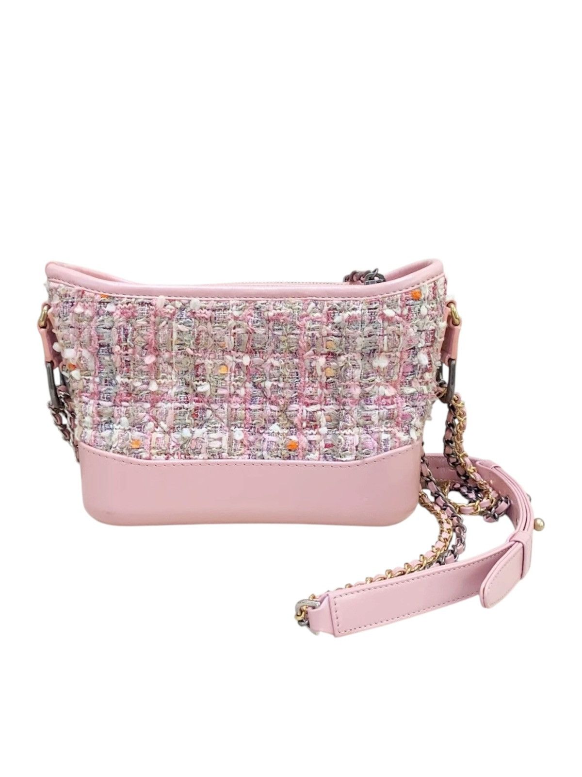Chanel Chanel Gabrielle Small Tweed Hobo Pink Leather Bag 2019 Size ONE SIZE - 3 Thumbnail