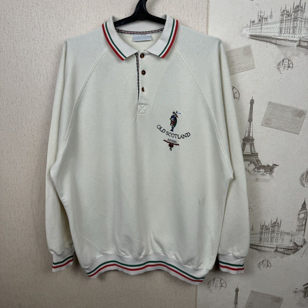 Adidas Vintage Adidas Old Scotland Sweartshirt Sz L Beige Mens Size US L / EU 52-54 / 3 - 5 Thumbnail