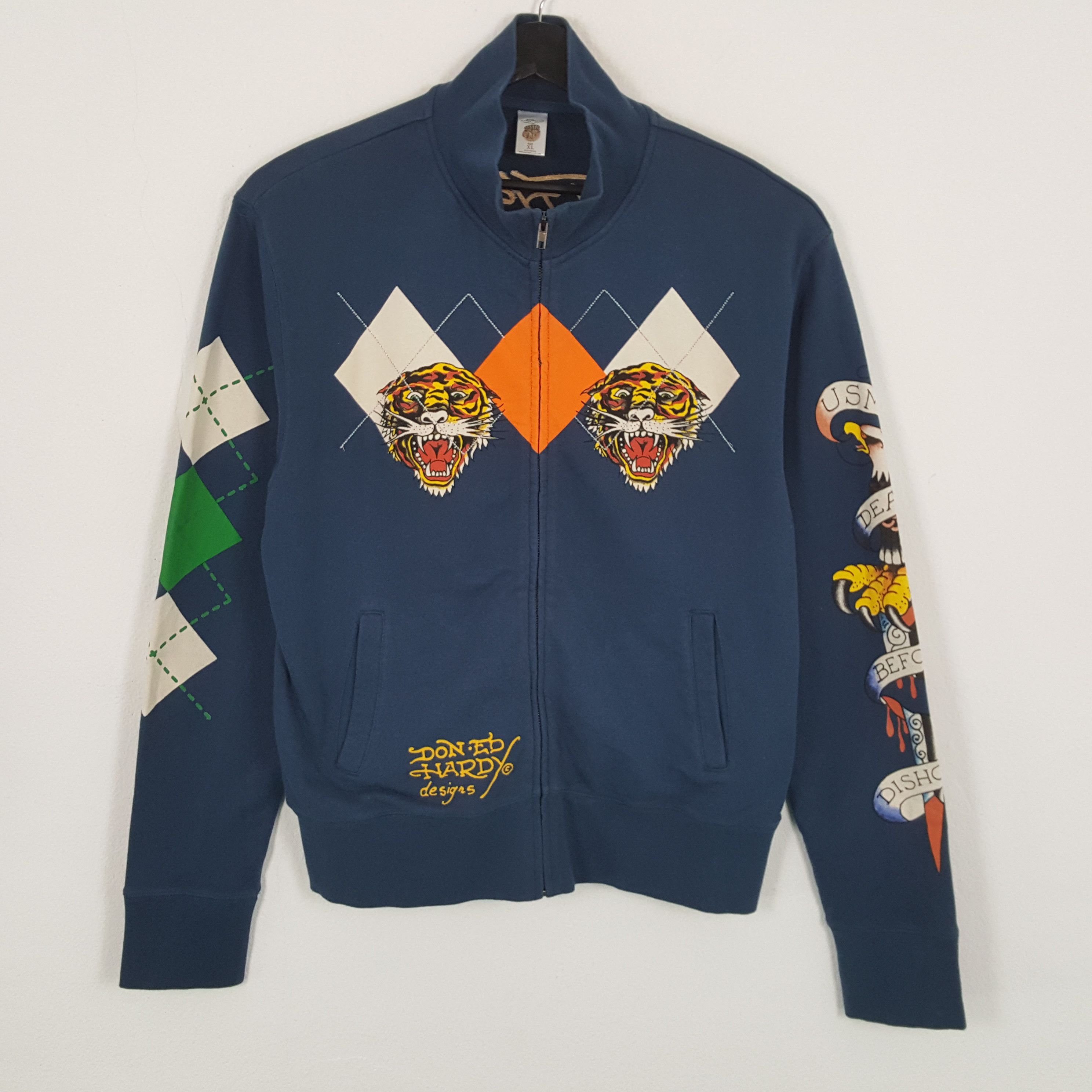 Christian Audigier × Ed Hardy × Vintage ED HARDY Rare Fashion Style Tiger Design Sweater Size US L / EU 52-54 / 3 - 3 Thumbnail