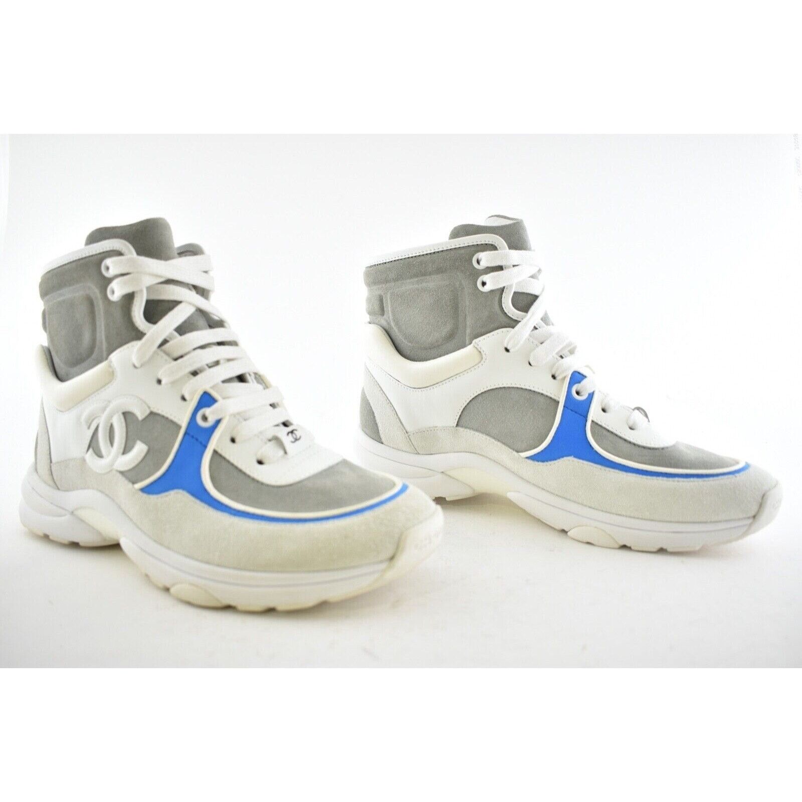 Chanel 18P CC Logo Lace Up Tie Flat Trainer High Top Sneaker 38 Size US 8 / IT 38 - 4 Thumbnail