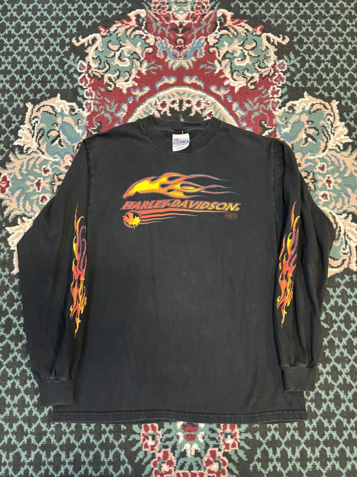 Harley Davidson Vintage 90’s Harley Davidson Flame Longsleeve Size US M / EU 48-50 / 2 - 1 Thumbnail