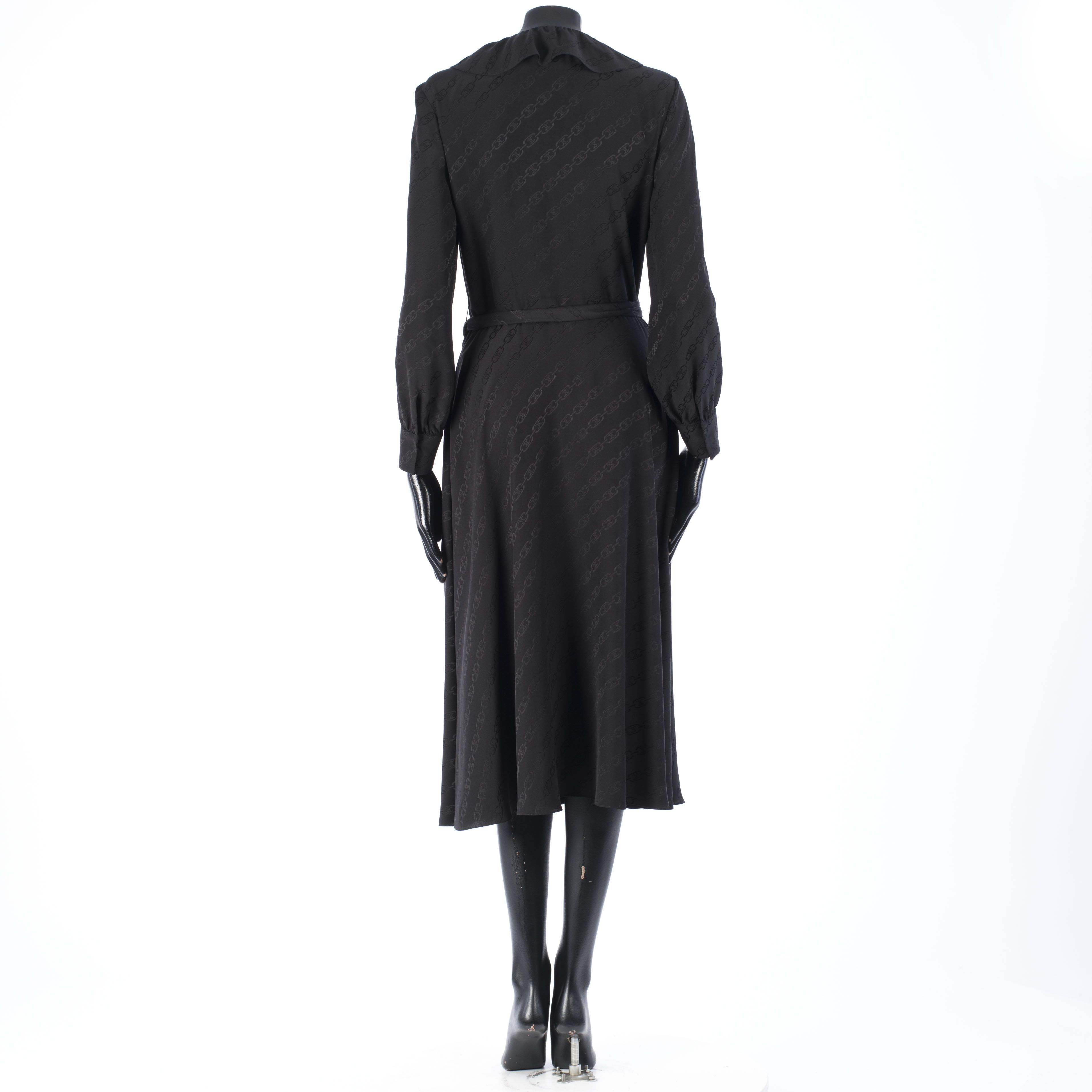 Celine Wraparound Triomphe Midi Dress In Silk Jacquard Size M / US 6-8 / IT 42-44 - 5 Thumbnail
