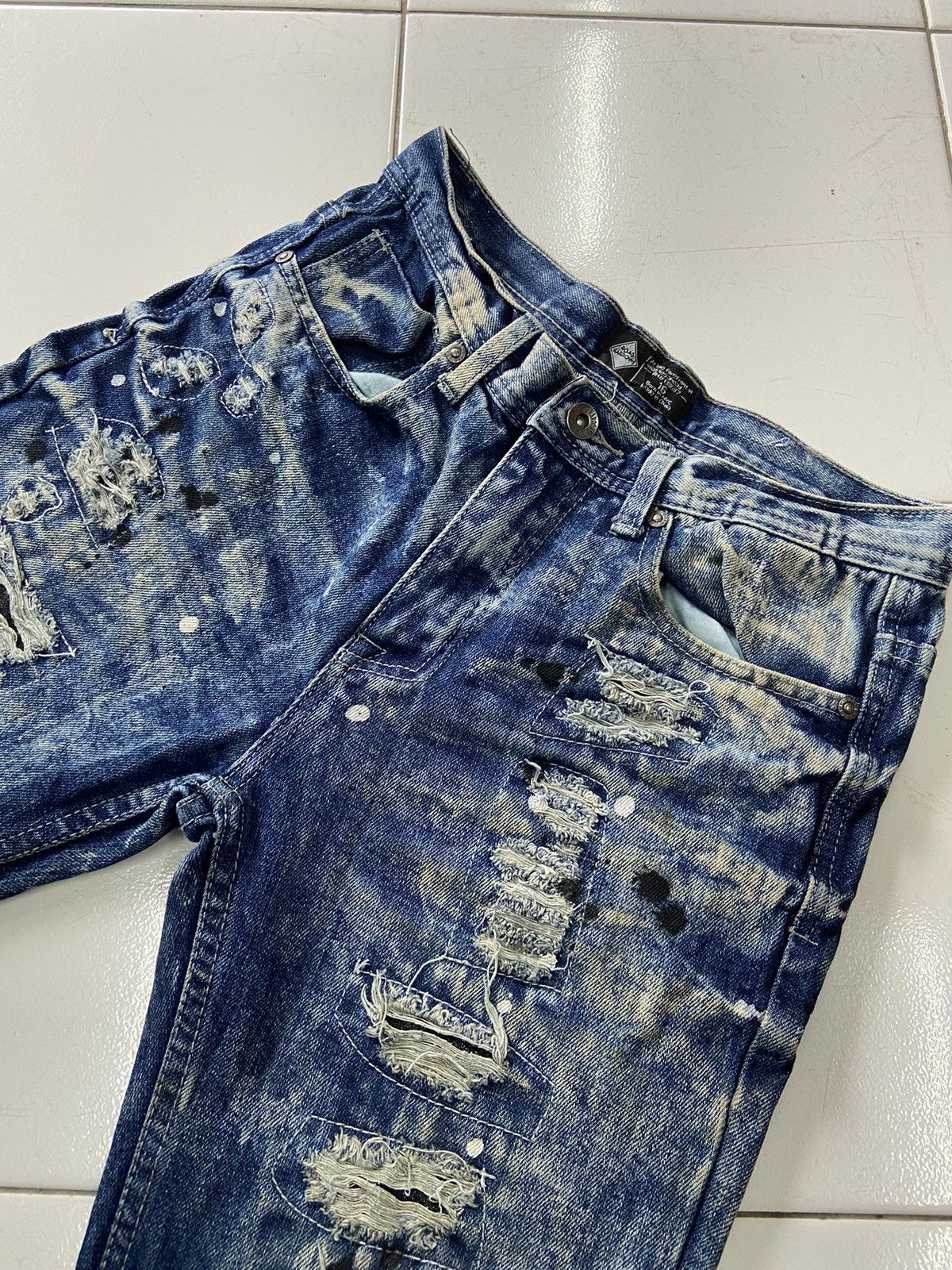 If Six Was Nine ROAD NARROWS DISTRESSED PAINTED STYLE DENIM JEANS Size US 28 / EU 44 - 5 Thumbnail