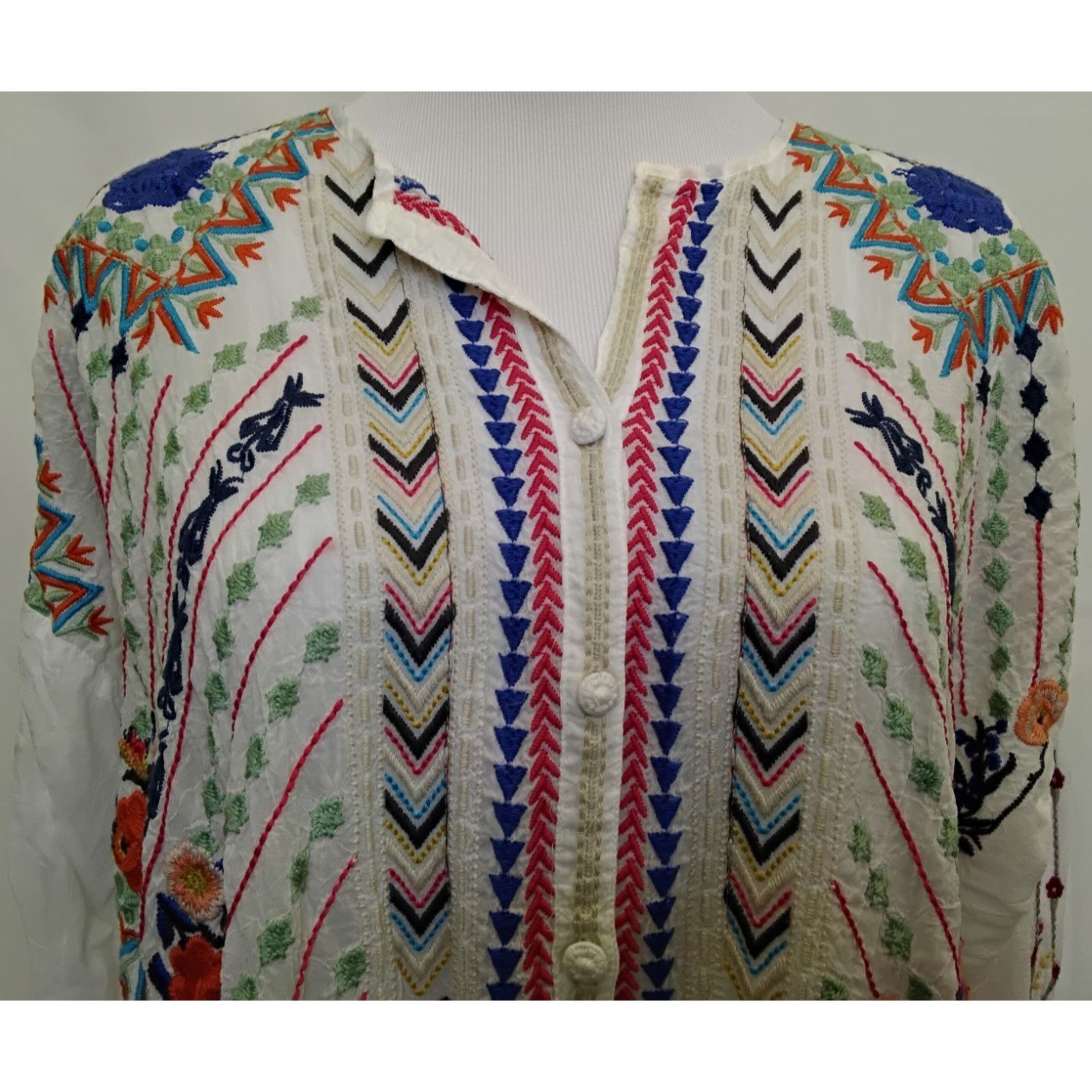 Johnny Was Johnny Was Embroidered Top Women's Small Boho Multicolor Size S / US 4 / IT 40 - 3 Thumbnail