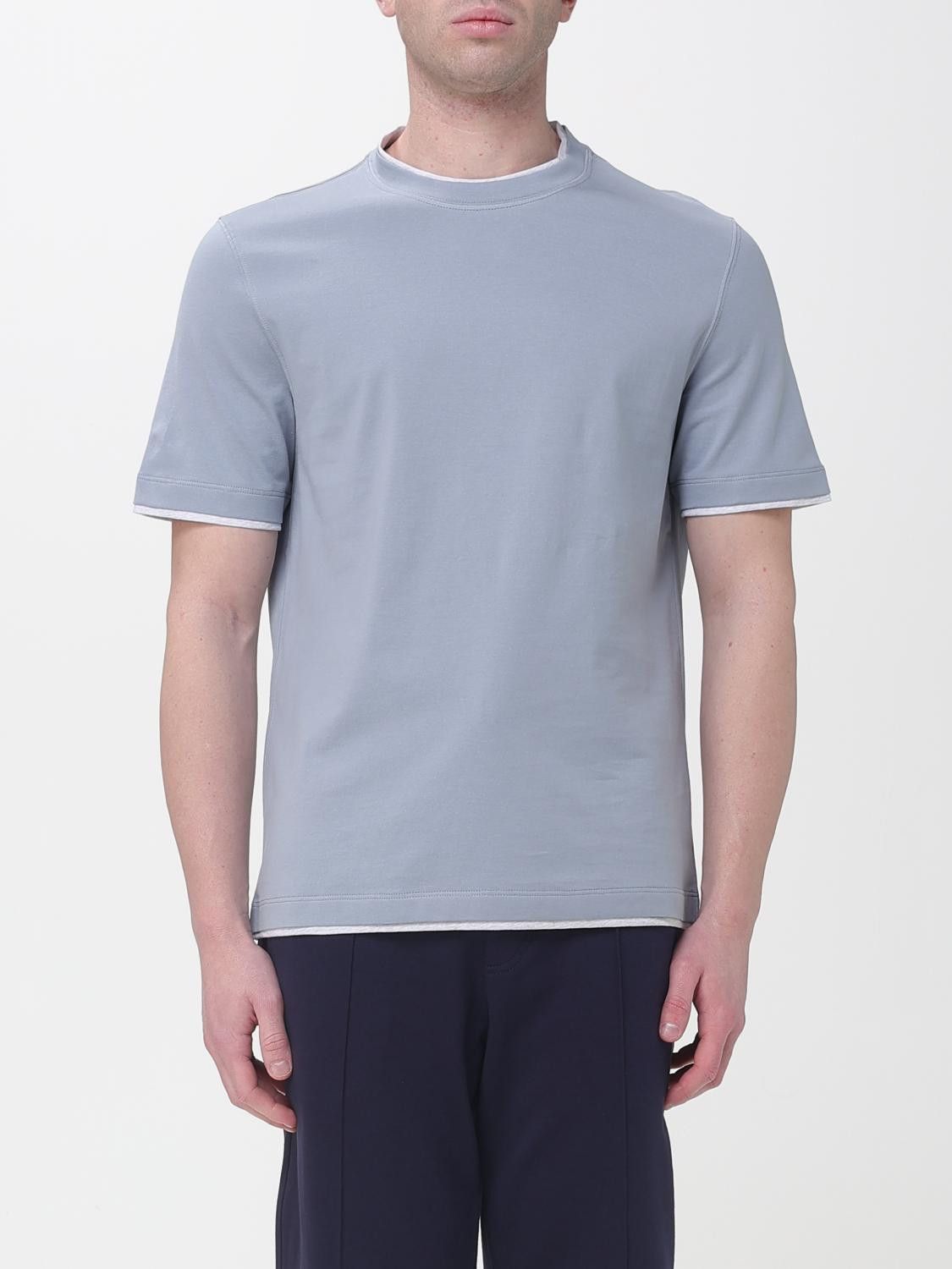 Brunello Cucinelli Brunello Cucinelli T-Shirt Men Gnawed Blue Size US L / EU 52-54 / 3 - 1 Thumbnail