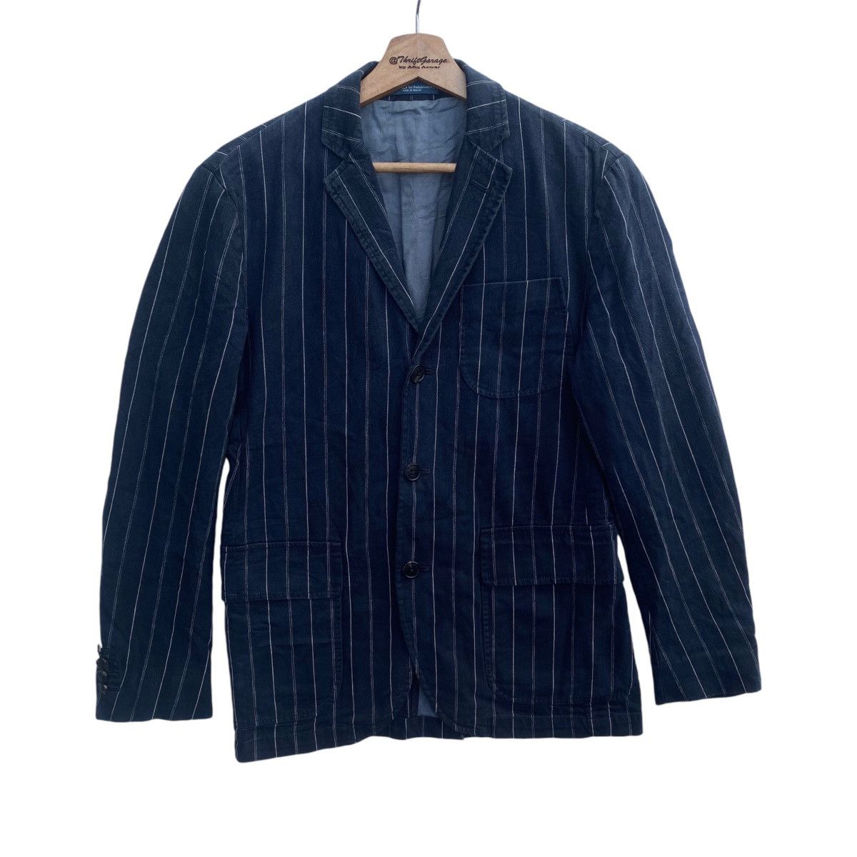 Polo Ralph Lauren × Ralph Lauren × Vintage Vintage POLO RALPH LAUREN Stripes Denim Jacket Naval Tailor Size US M / EU 48-50 / 2 - 1 Thumbnail