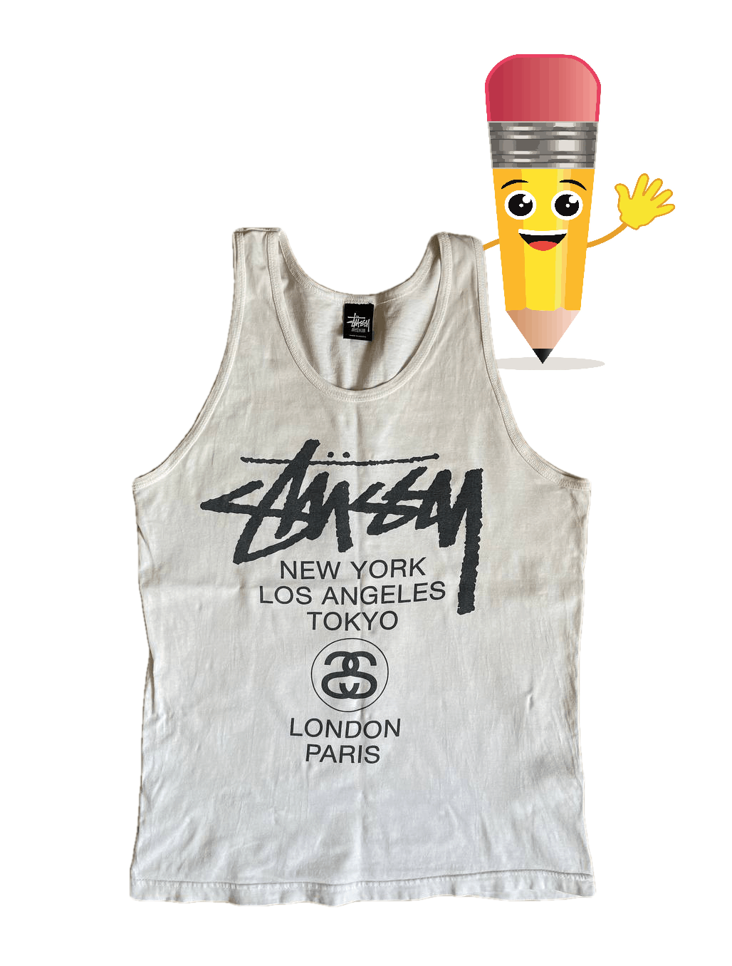 Japanese Brand × Stussy Stussy Tour Big Logo Tank Top Shirt Size US M / EU 48-50 / 2 - 1 Thumbnail