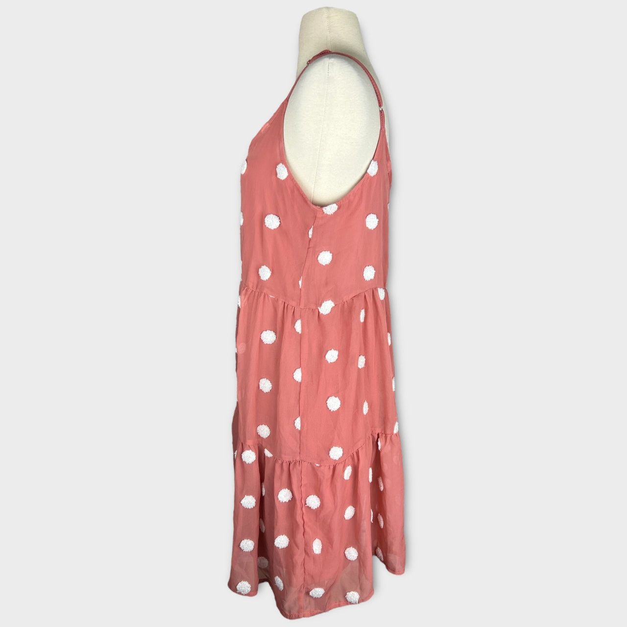 Macys Mine | Women's Textured Swiss Dot Mini Dress Apricot | Small Size S / US 4 / IT 40 - 7 Thumbnail