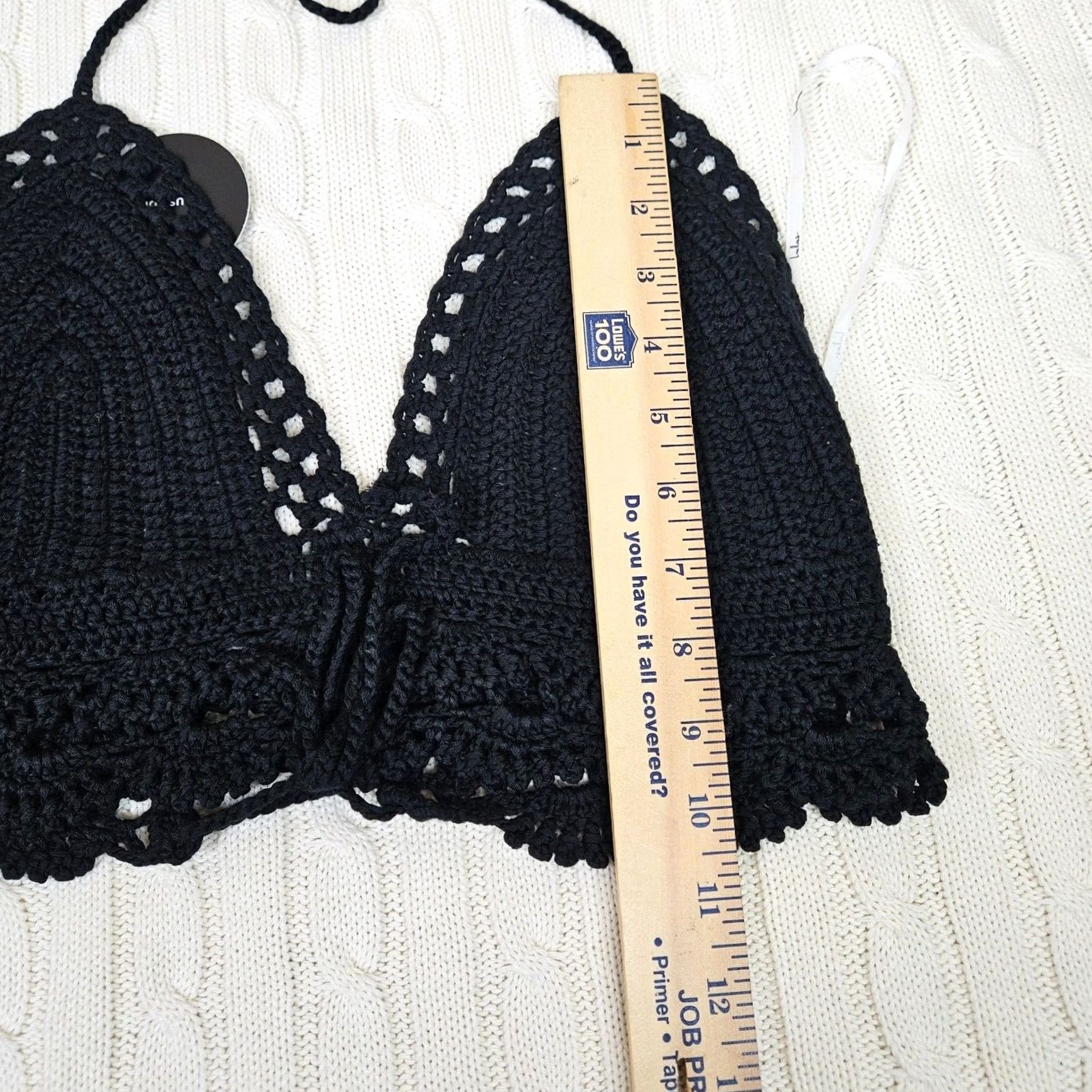 Lulus LULU'S Women Cropped Top Beach Crochet Black S/M Summer V-Neck Tie Sleeveless Size S / US 4 / IT 40 - 6 Thumbnail