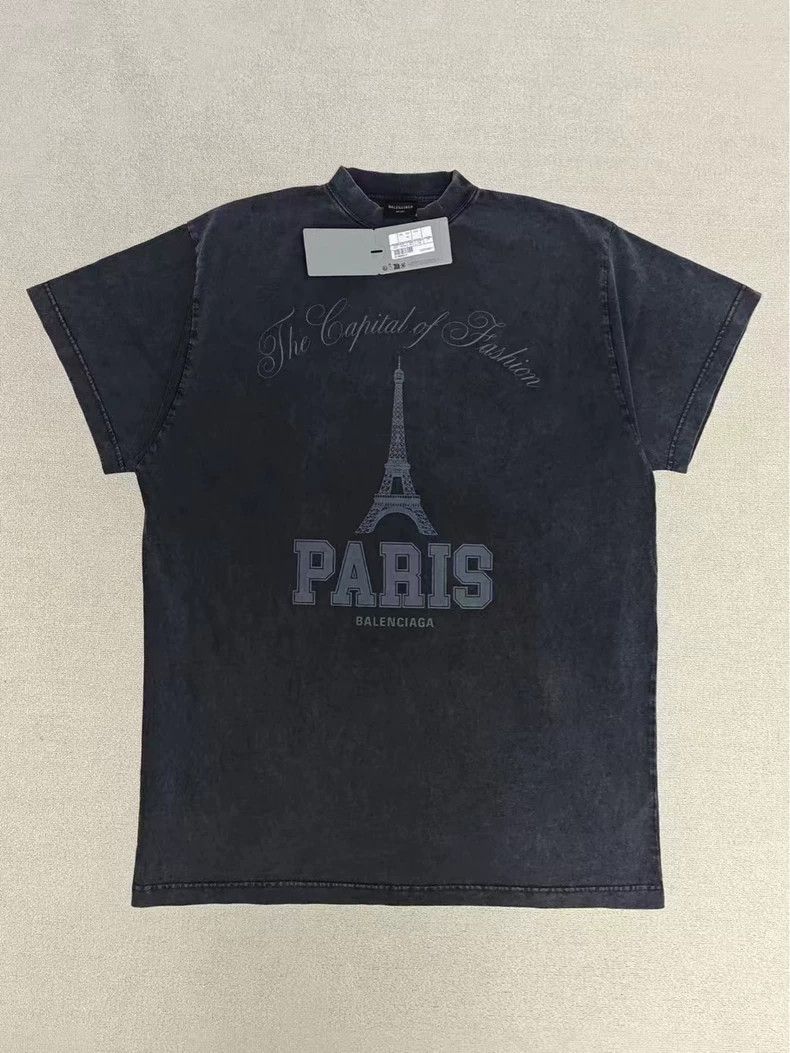 BALENCIAGA★素敵！Eiffel Tower Black Sleeveless Shirt Dress Balenciaga Balenciaga Paris Eiffel Tower Short Sleeve T