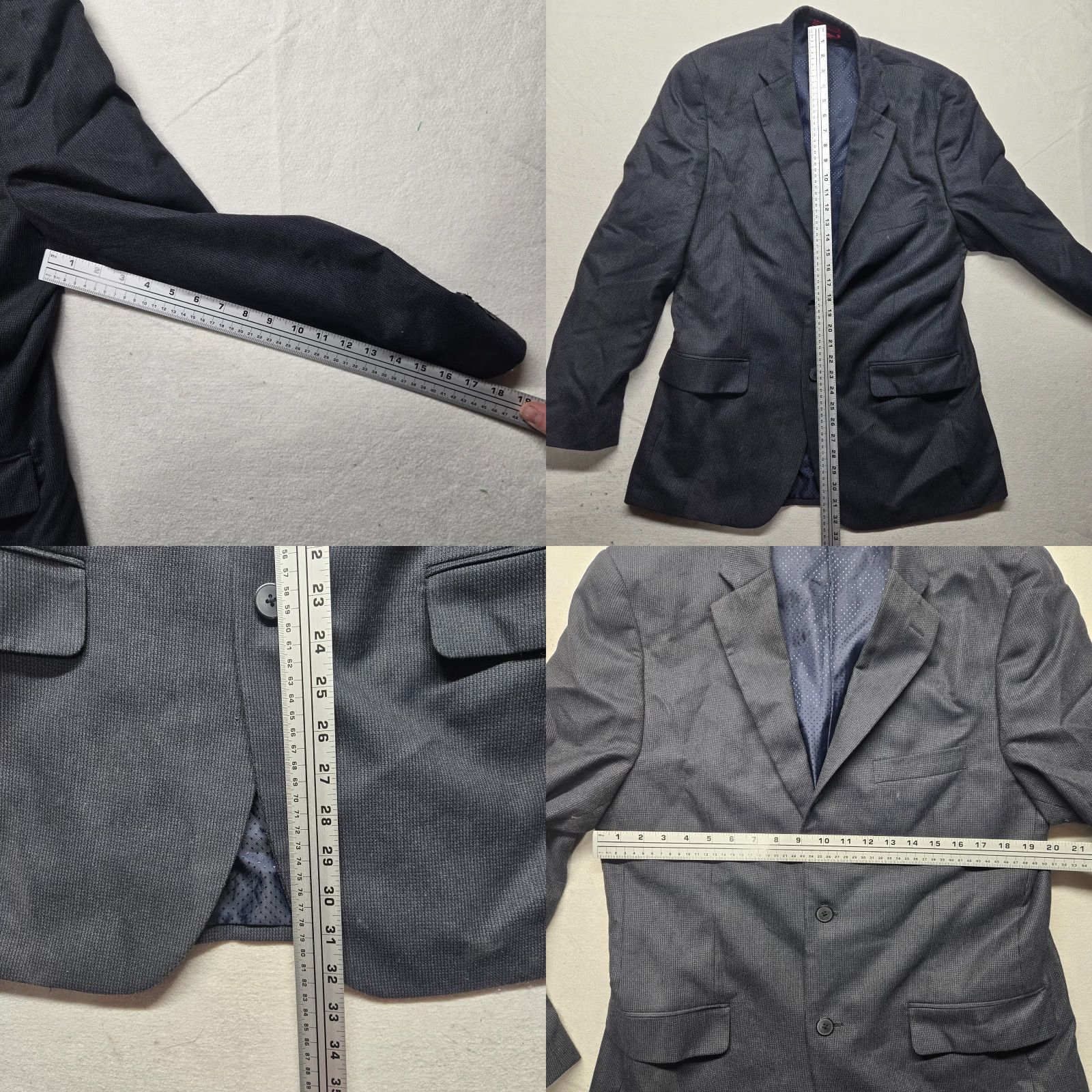Alfani Alfani Blazer Jacket Wool 42R Regular Mens Gray Solid Business Jacket Notch Lapel Two-Button Front - Vintage? (No, not vintage) Size 42R - 8 Thumbnail