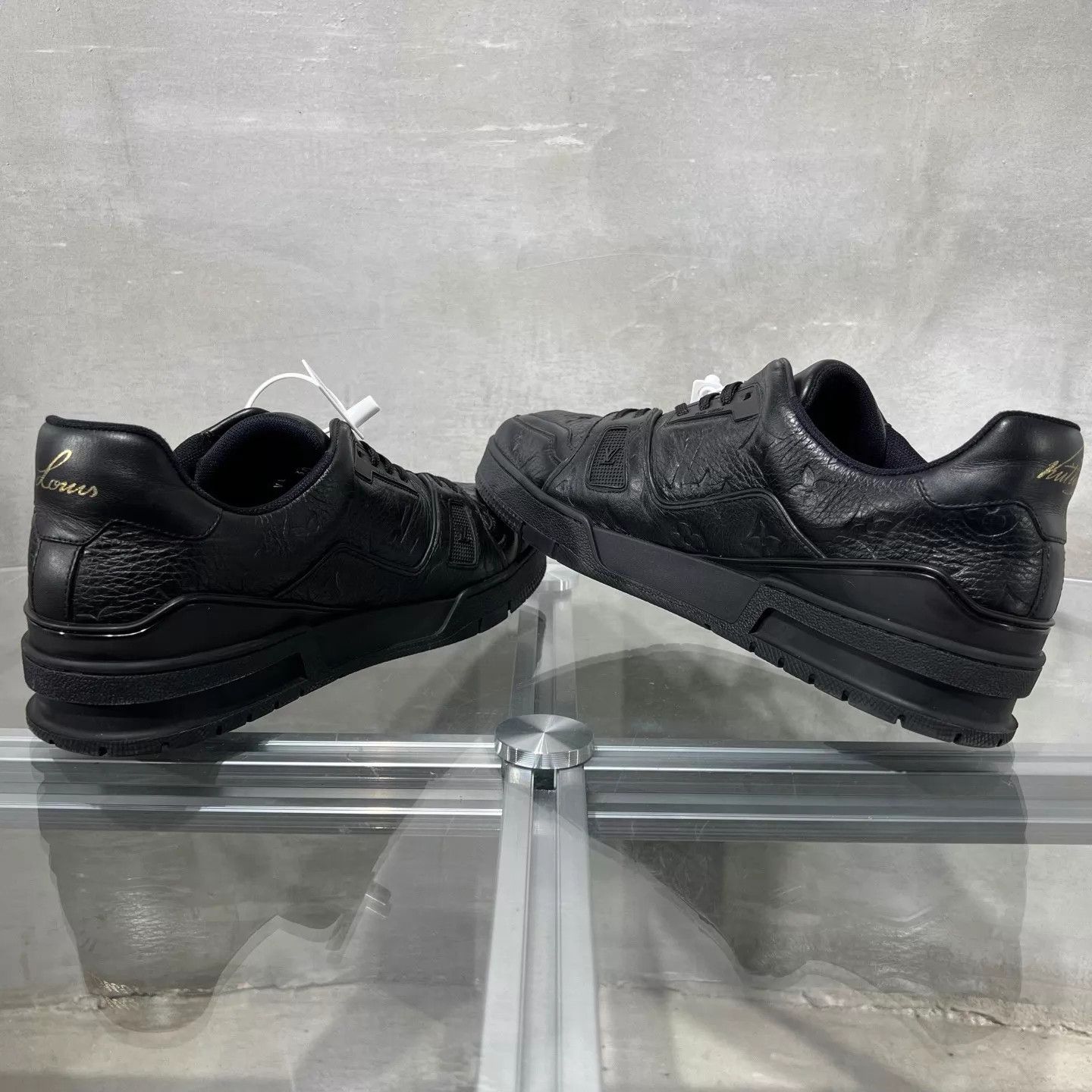 Louis Vuitton LV Trainer Black Embossed Print UK8/42 EU Original Box Size US 9 / EU 42 - 5 Thumbnail