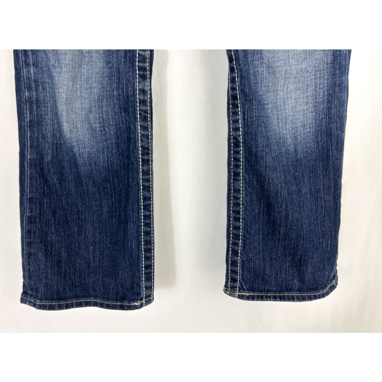 Vintage VINTAGE Big Star Womens Jeans Cropped 27 Dark Wash Distressed Straight Leg 27 Blue Womens Size 27" / US 4 / IT 40 - 2 Thumbnail