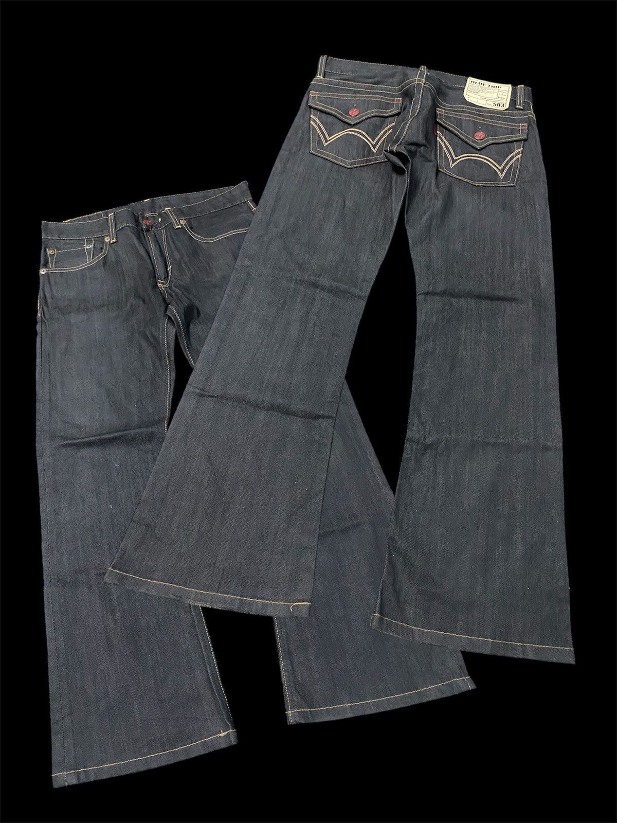 Edwin × Japanese Brand Flare Jeans Edwin BT5001 32x32 Black Gold Like New p179 Size US 34 / EU 50 - 1 Thumbnail