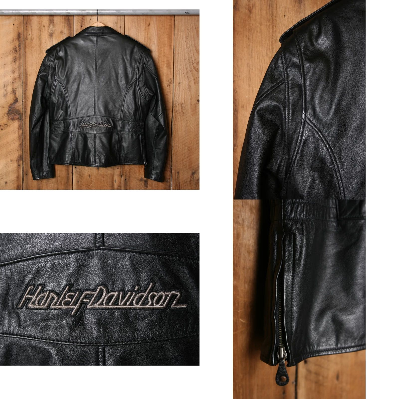 Harley Davidson HARLEY-DAVIDSON Black Leather 50 Years Motorcycle Jacket Women M Quilt Liner Zip Size M / US 6-8 / IT 42-44 - 8 Thumbnail