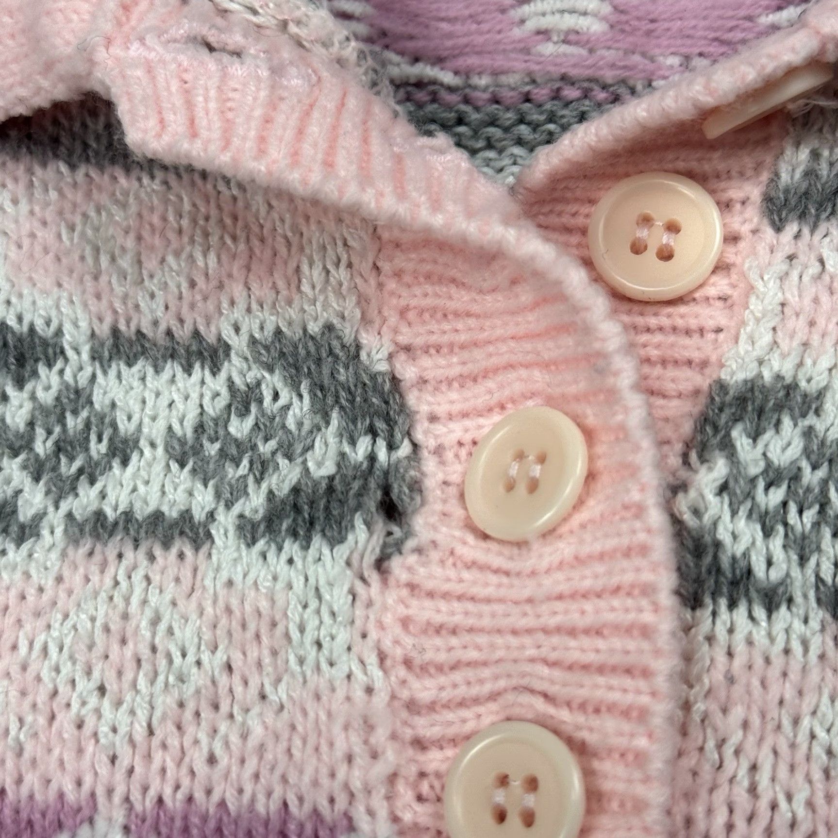 Pinko VINTAGE Townhouse 80s Women's Collared Preppy Fair Isle Pink Knit Sweater L Acrylic Size L / US 10 / IT 46 - 3 Thumbnail