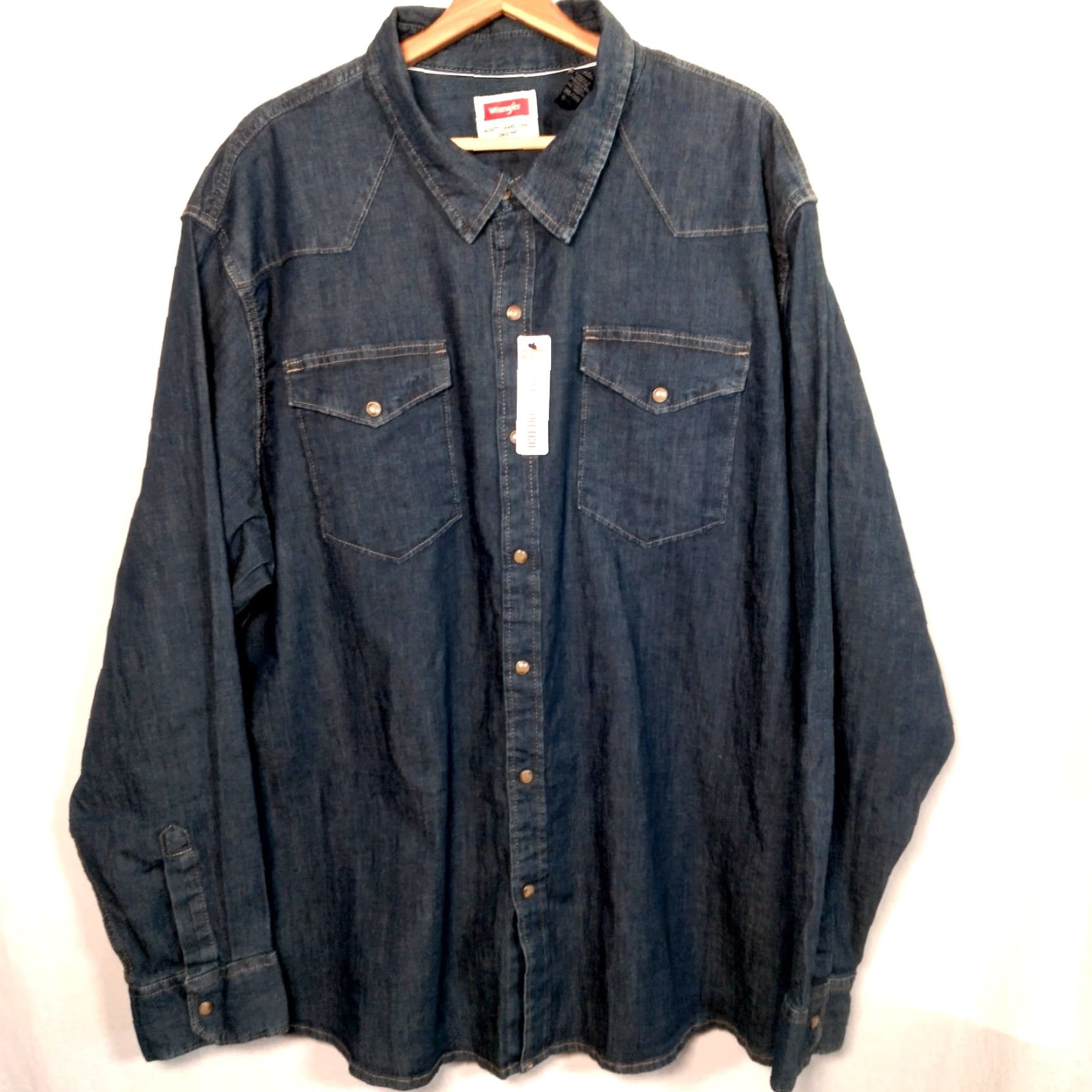 Wrangler VINTAGE Wrangler Western Shirt 3XL Slim Untuck Fit Blue Denim Stretch NEW Rodeo Mens Size US XXL / EU 58 / 5 - 2 Thumbnail