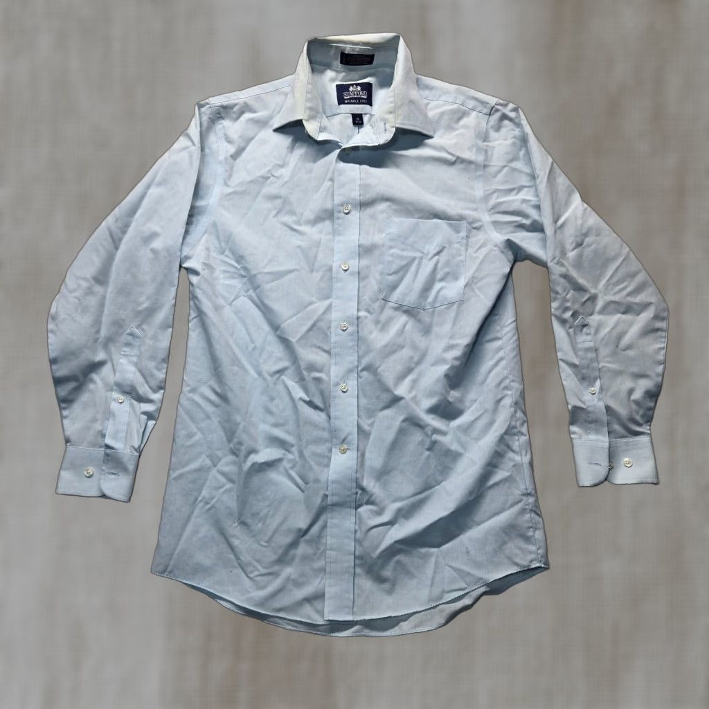 Stafford Stafford Dress Shirt Mens 15.5 32/33 Light Gray Wrinkle Free  Classic Button-Up, Cotton Blend, Long Sleeve, Casual, Machine Washable,  American, 100% Gray, Men | Grailed