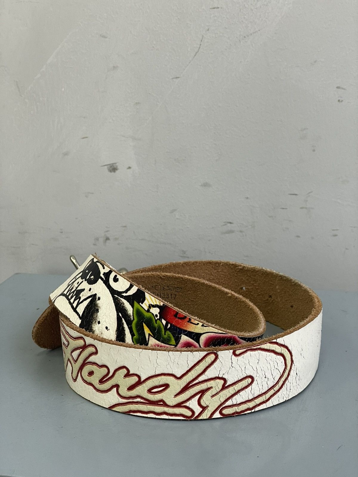 Ed Hardy Rare leather avant garde multi print belt y2k Size ONE SIZE - 6 Thumbnail