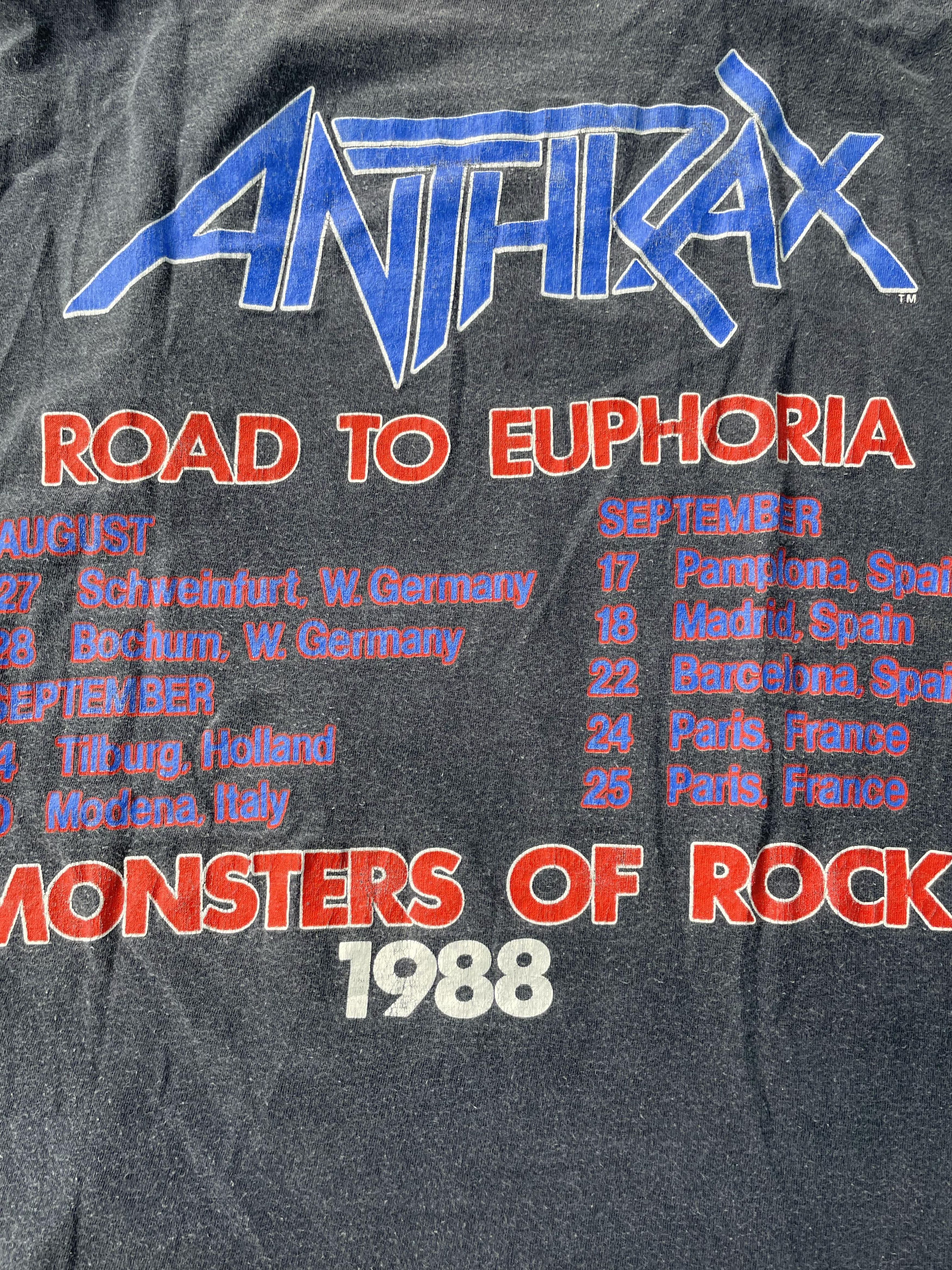 Band Tees VTG 1988 Anthrax Road to Euphoria Monster Of Rock Size US L / EU 52-54 / 3 - 5 Thumbnail