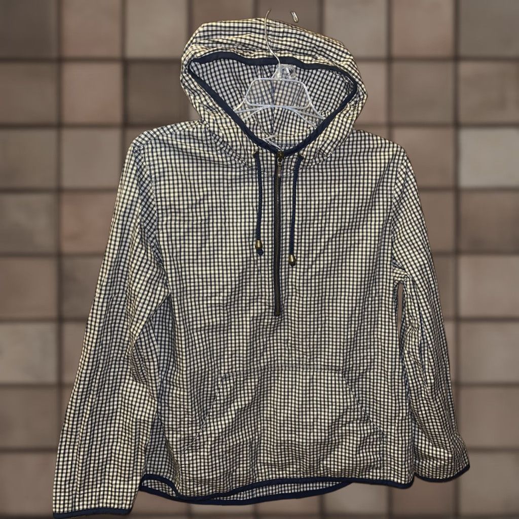 Gap GAP Womens Hooded Pullover Black/Dark Blue Plaid Windbreaker Size Small Size S / US 4 / IT 40 - 1 Thumbnail
