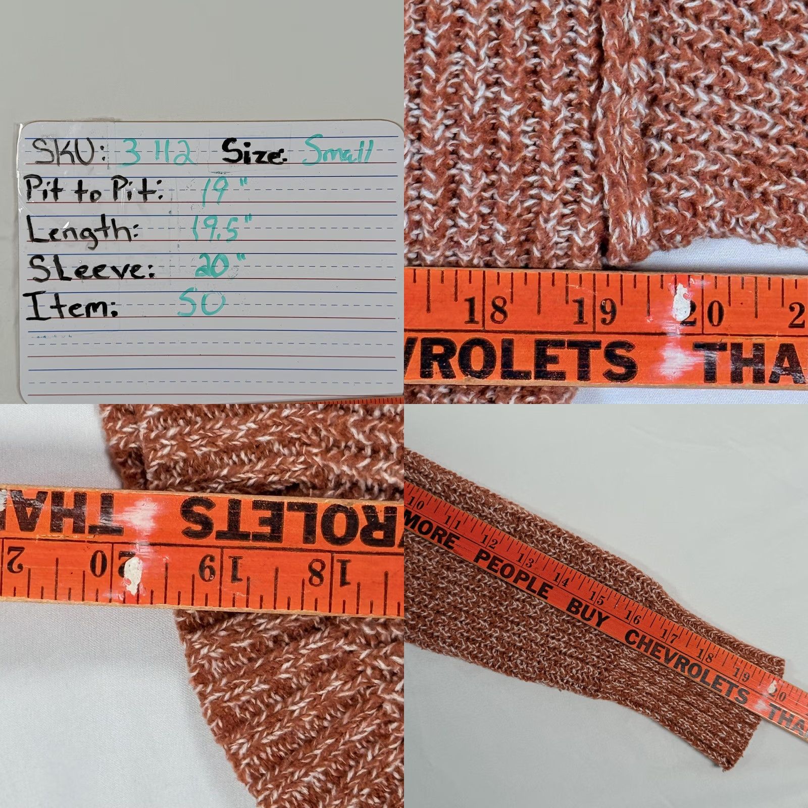 Vintage SO Sweater Womens Small Rust Brown Marled Knit Crewneck Long Sleeve Pullover Size S / US 4 / IT 40 - 8 Thumbnail