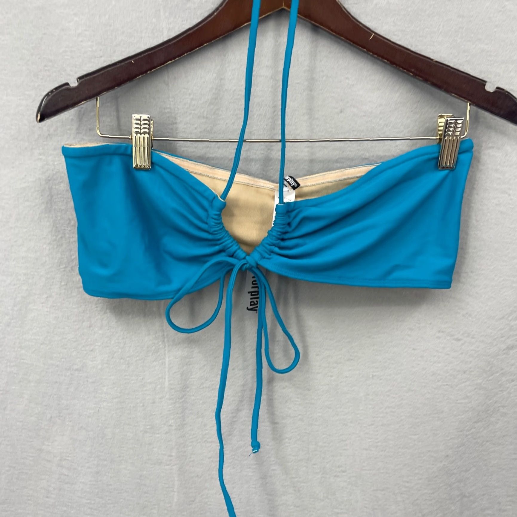 Vintage Forplay Bikini Top Women L Halter Blue Teal Adjustable Strappy 2-4 2pc Swimsuit Top boho Y2K Patriotic Beach Mens Womens Size L / US 10 / IT 46 - 3 Thumbnail