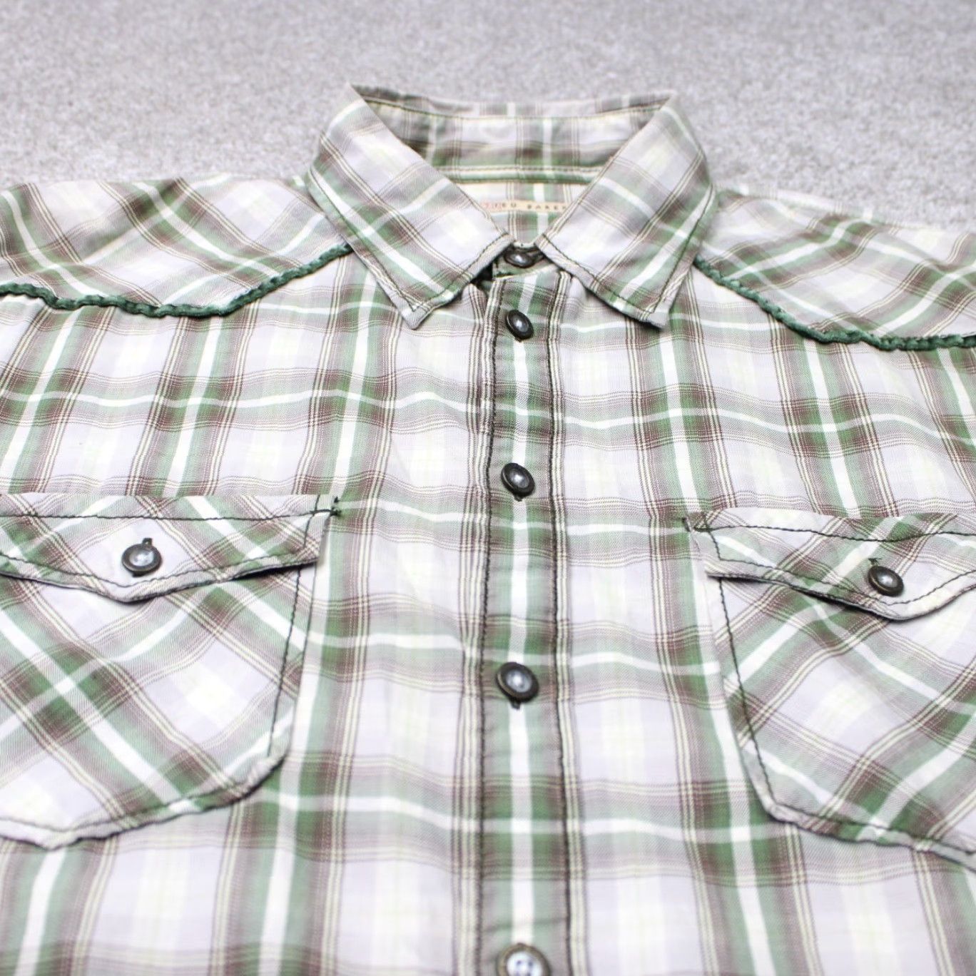 Ted Baker Ted Baker Shirt Men's 6/XL Green Plaid Flannel Snap Button Long Sleeve Cotton Size US XL / EU 56 / 4 - 5 Thumbnail