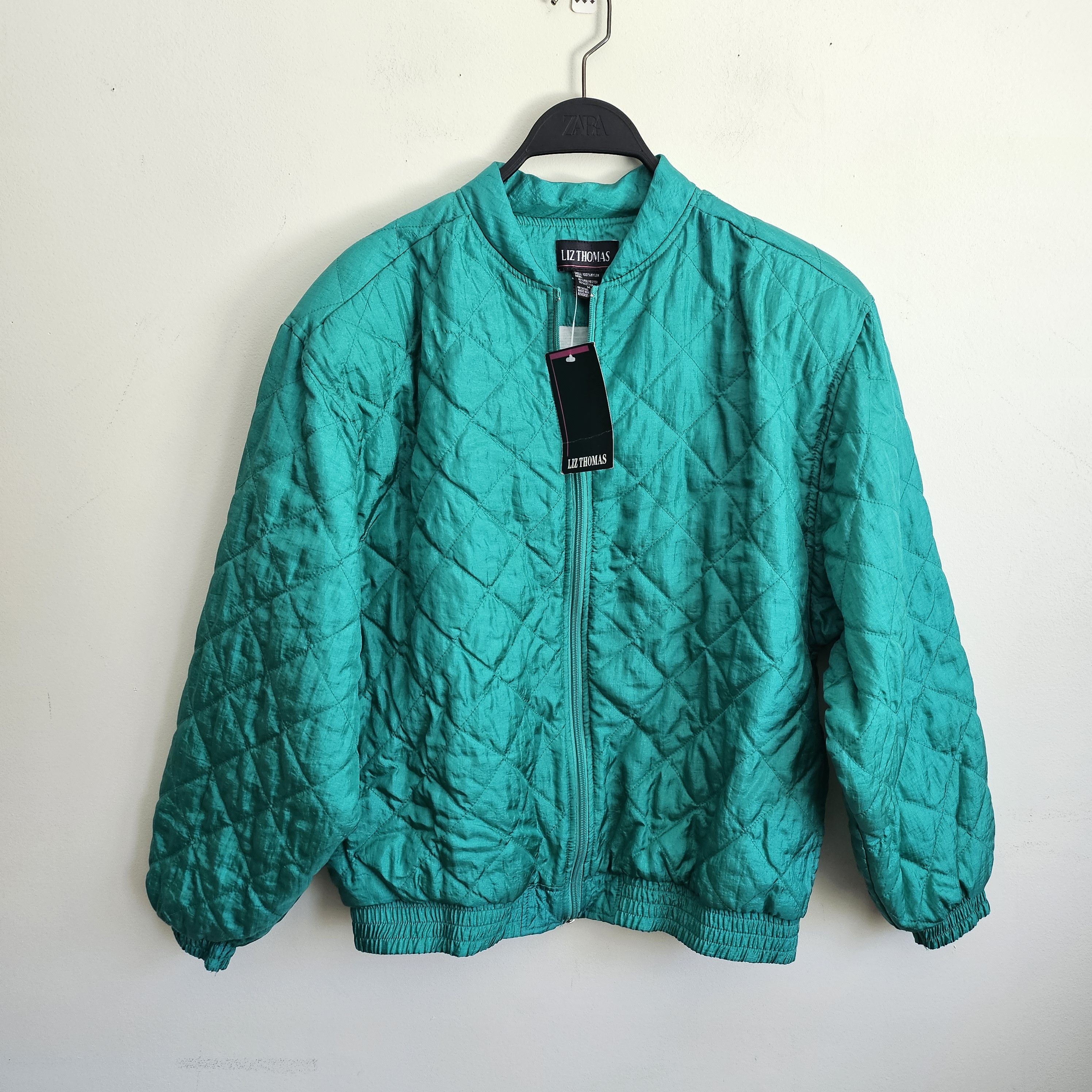 Vintage NWT Vintage LIZ THOMAS Women's M Green 80s Nylon Jacket Size M / US 6-8 / IT 42-44 - 2 Thumbnail