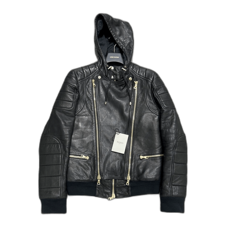 Balmain Balmain Leather Jacket with Hooded Design-yf Size US L / EU 52-54 / 3 - 1 Thumbnail