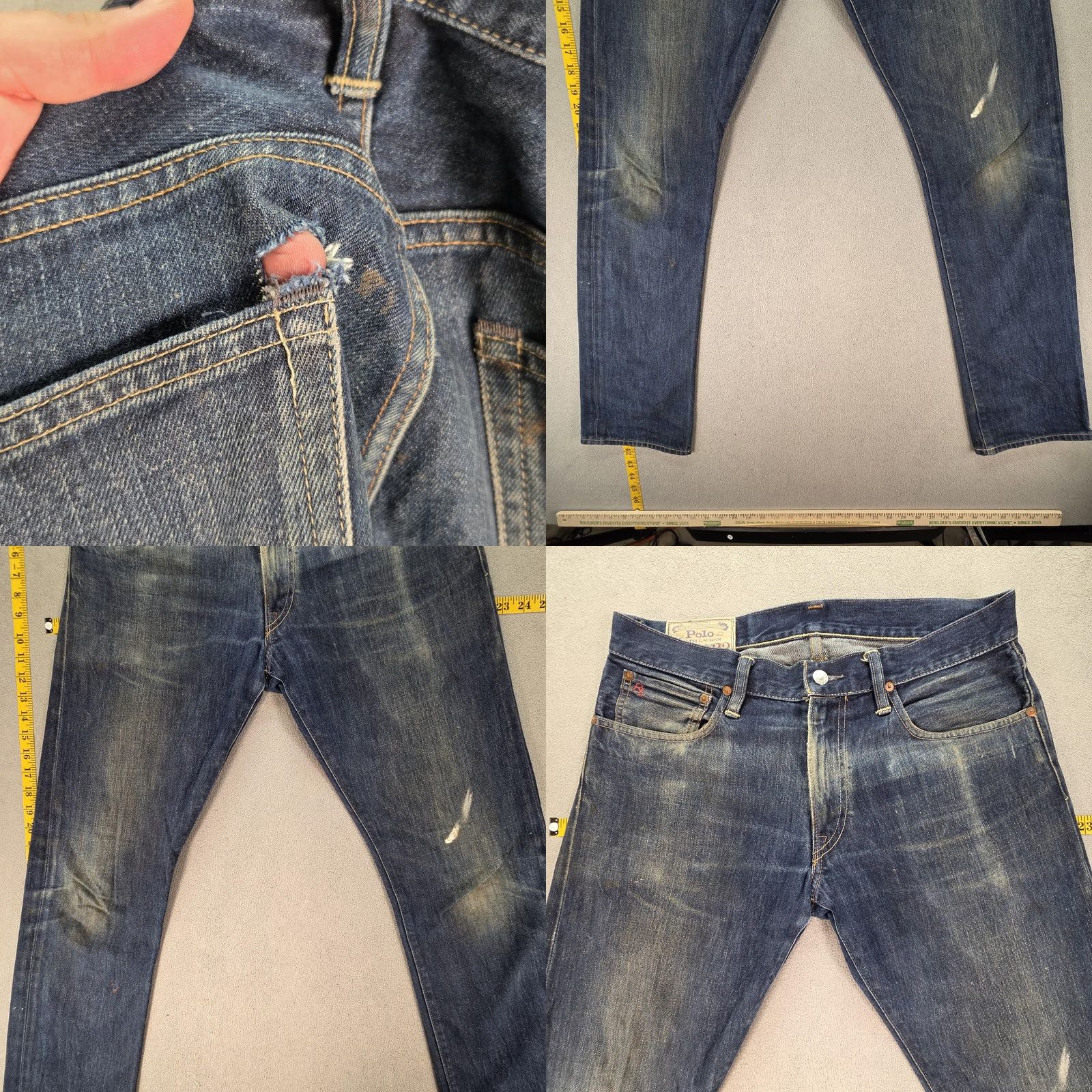 Polo Ralph Lauren Polo Ralph Lauren Jeans Mens 33x32 Blue Med Wash Slim Straight Denim Pocket Logo Distressed Wintry? Size US XS / EU 42 / 0 - 8 Thumbnail