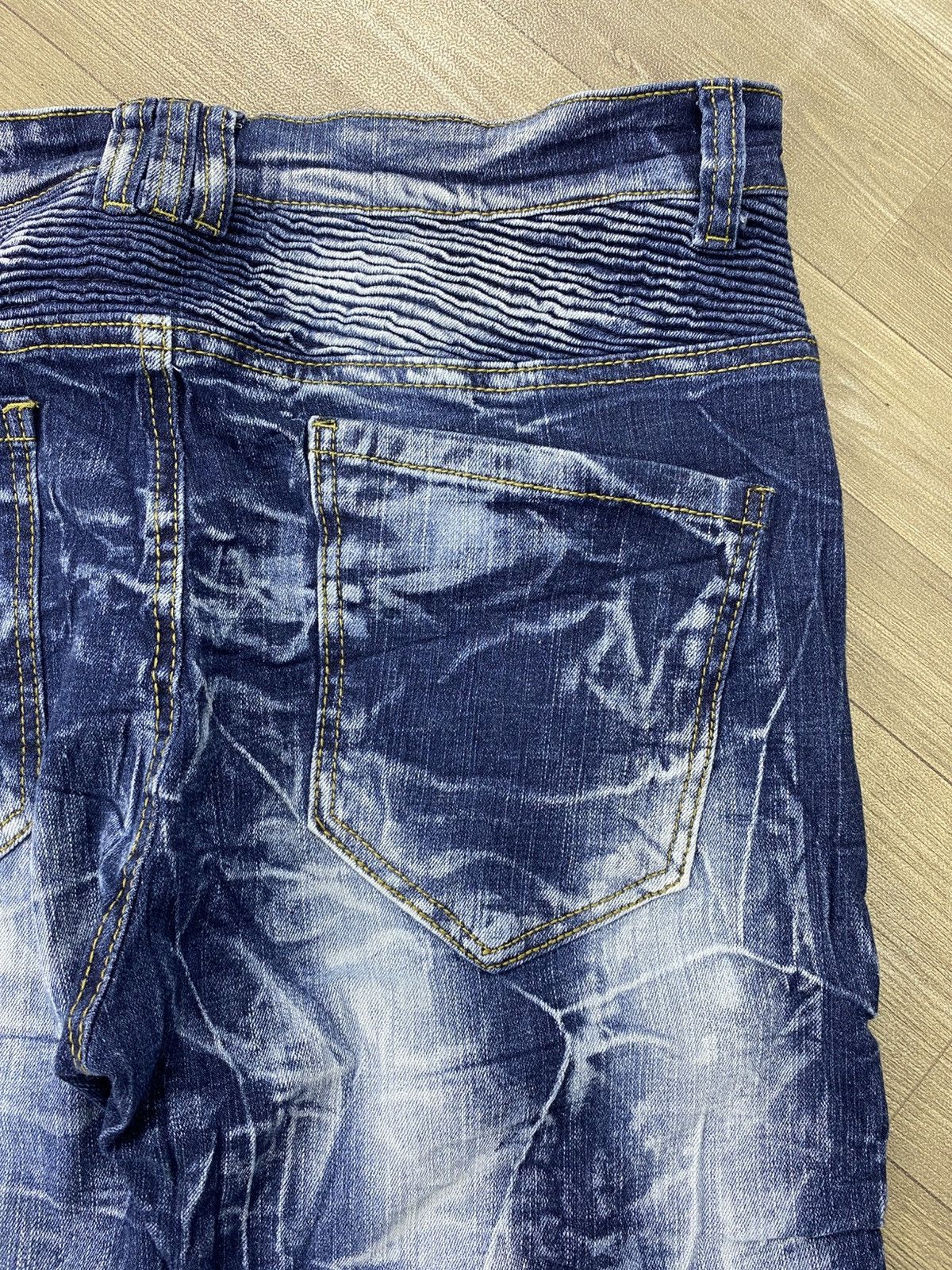 Japanese Brand Japanese Acid Wash Blue Balmain Style Bikers Pants Size US 34 / EU 50 - 12 Thumbnail