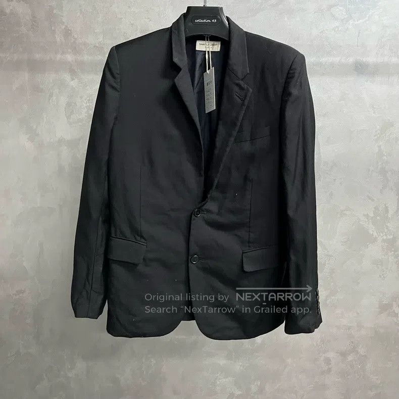 Saint Laurent Paris Saint Laurent Paris Black Solid Notched Lapel Blazer Jacke Size US M / EU 48-50 / 2 - 1 Thumbnail