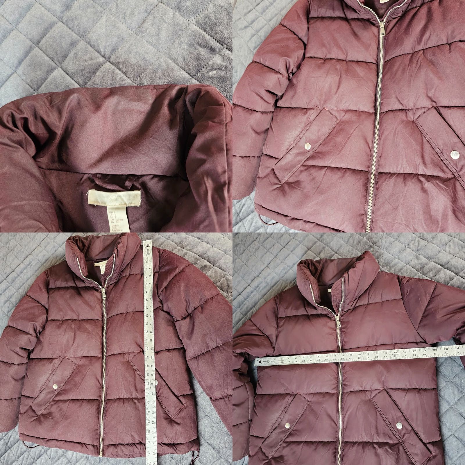 H&M H&M Jacket Women's Size S Padded Puffer Wine Red Winter Coat Streetwear Casual Warm Zip Size S / US 4 / IT 40 - 8 Thumbnail