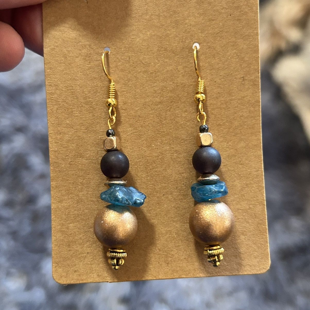 Handmade Handcrafted elegant matte vintage bead earrings Size ONE SIZE - 2 Thumbnail
