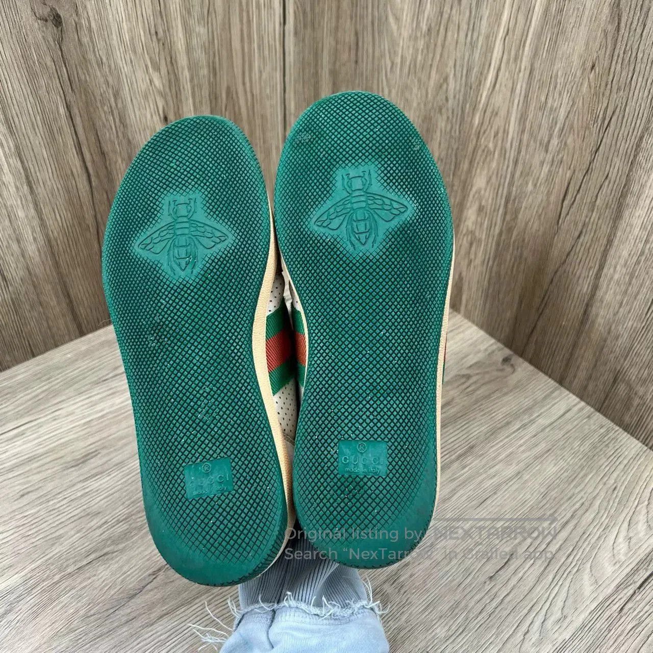 Gucci gucci green and beige perforated sneakers. Size US 9 / EU 42 - 6 Thumbnail