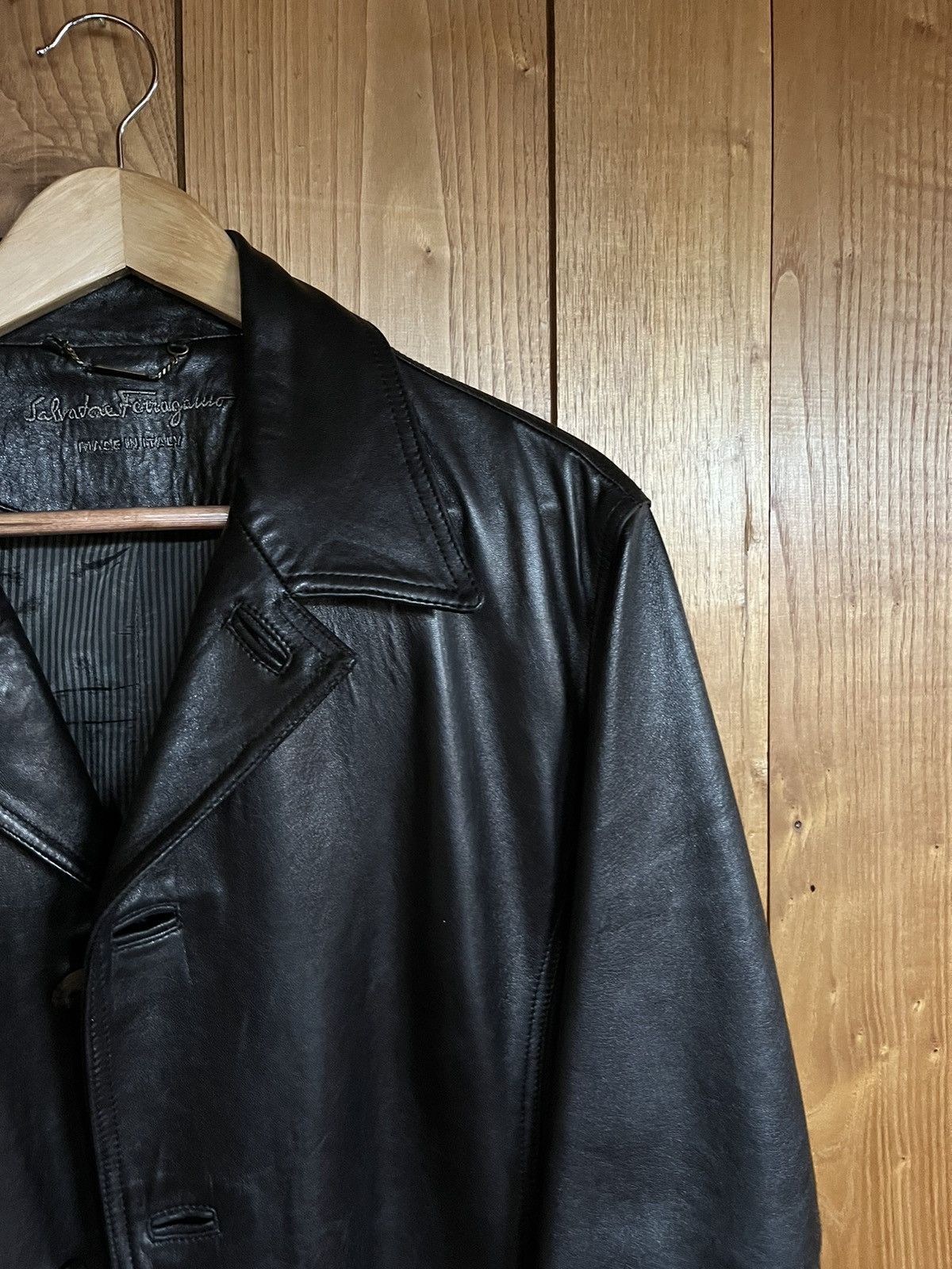 Salvatore Ferragamo Salvatore Ferragamo black leather coat Size L / US 10 / IT 46 - 4 Thumbnail